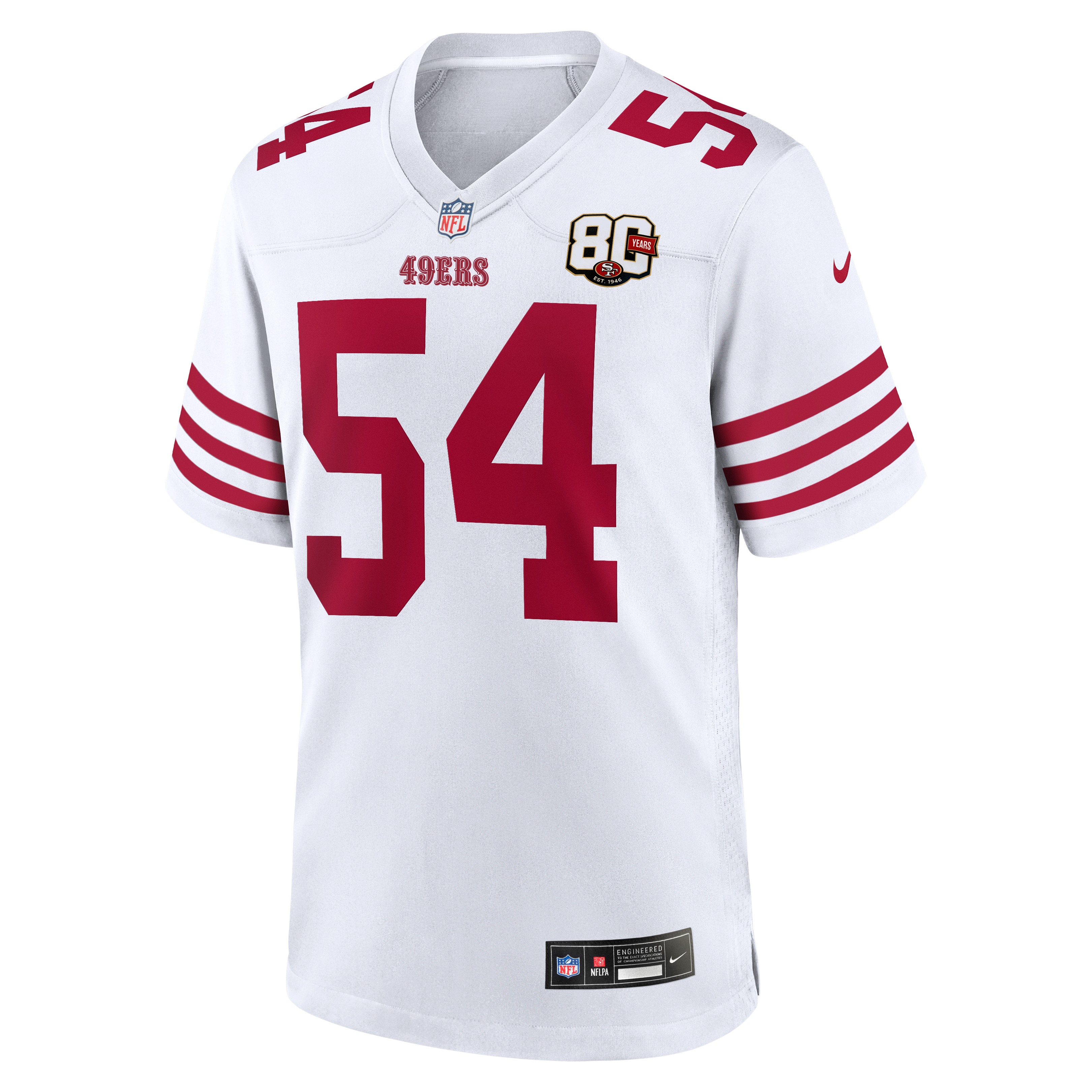 Fred Warner San Francisco 49ers Game Jersey White NFL Football Fan Wear