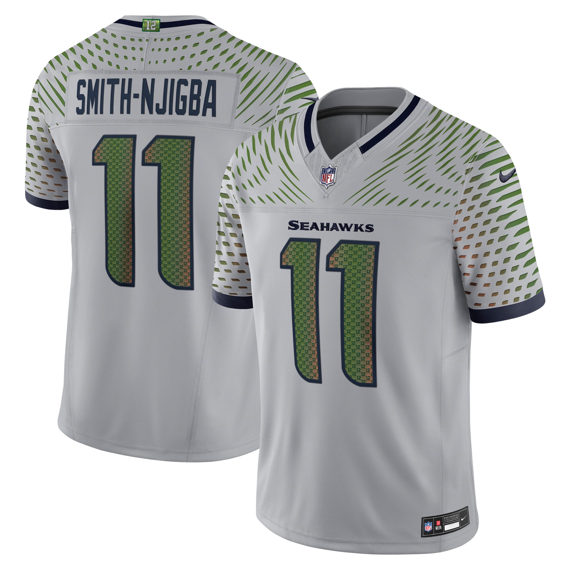Jaxon Smith-Njigba Wolf Seattle Seahawks Game Jersey Gray NFL Football Fan Wear Jaxon Smith-Njigba Wolf