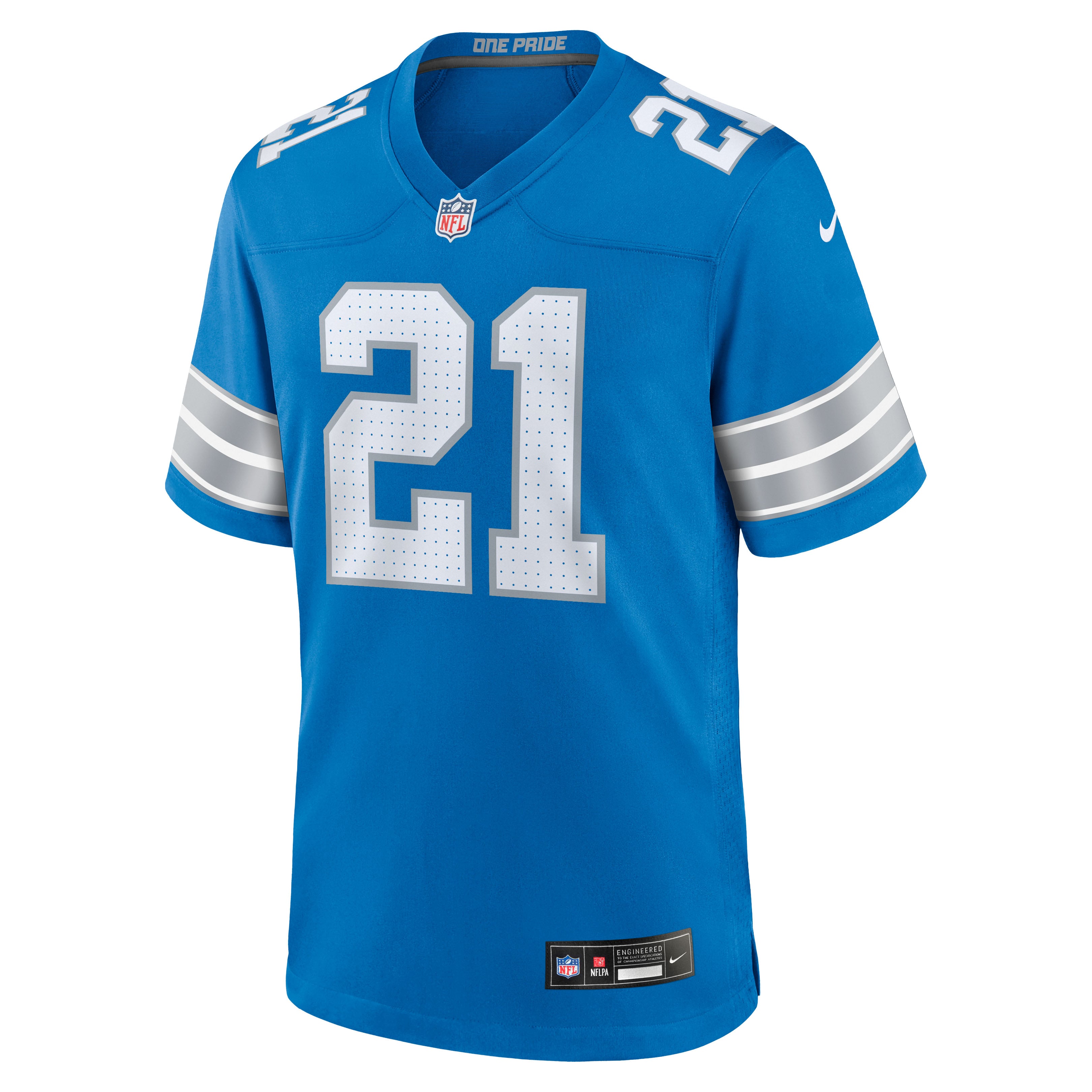 Roger McCreary Detroit Lions Game Jersey Blue NFL Football Fan Wear Roger McCreary