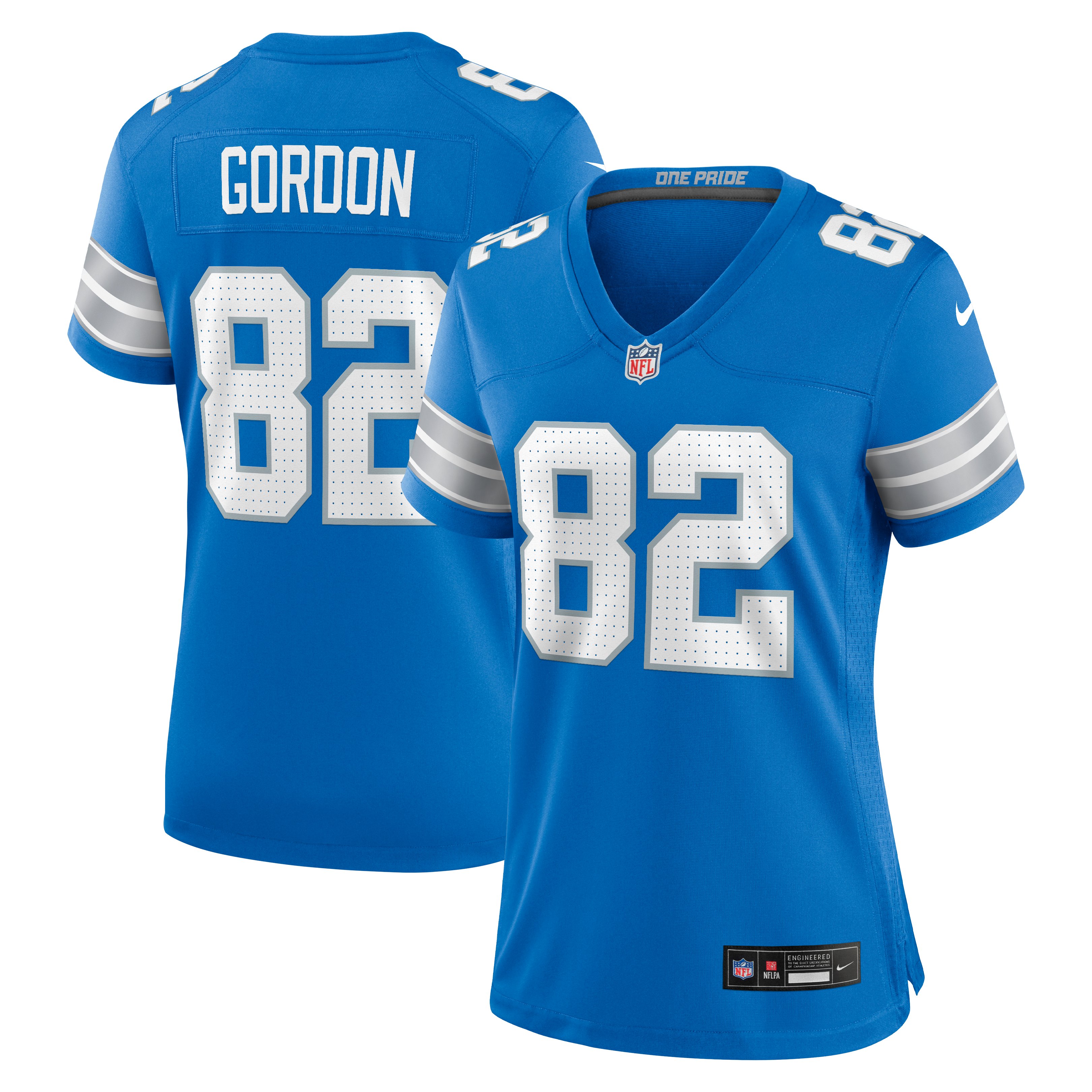 Thomas Gordon Detroit Lions Game Jersey Blue NFL Football Fan Wear Thomas Gordon