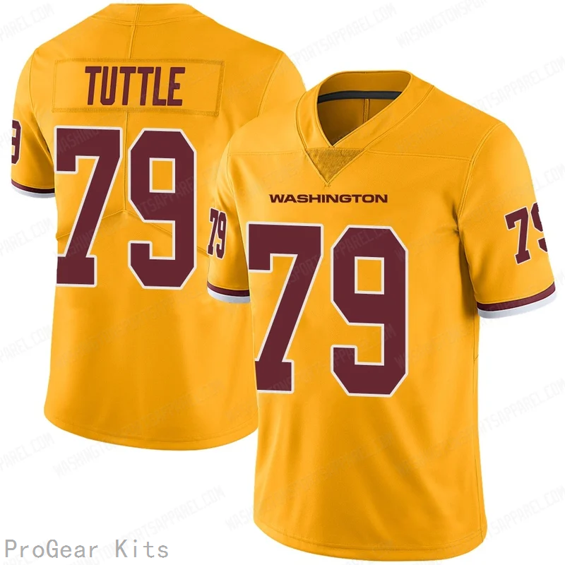 Shy Tuttle Rush Washington Commanders Jersey No.79 Gold NFL Football Fan Wear