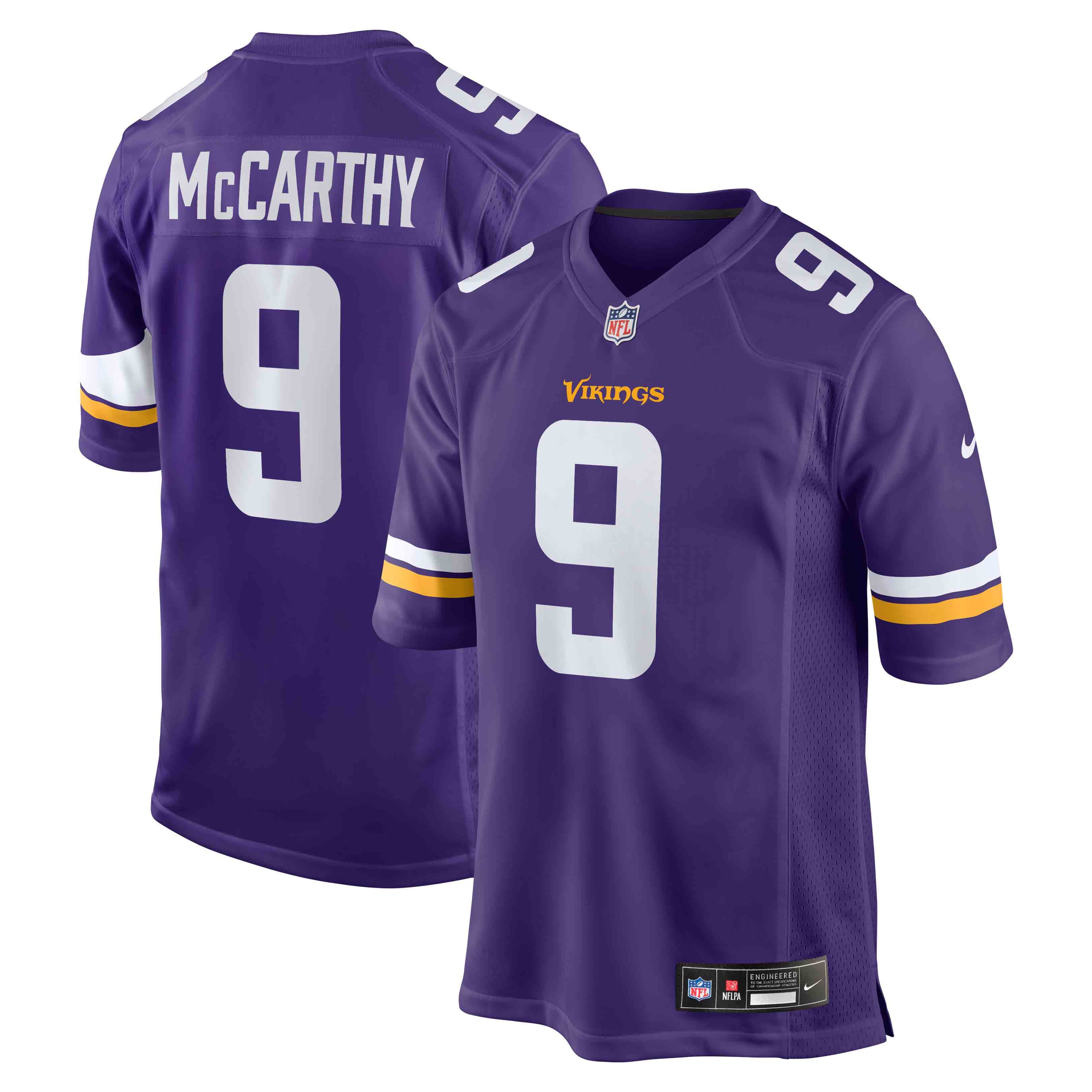 JJ McCarthy Minnesota Vikings Game Jersey Purple NFL Football Fan Wear