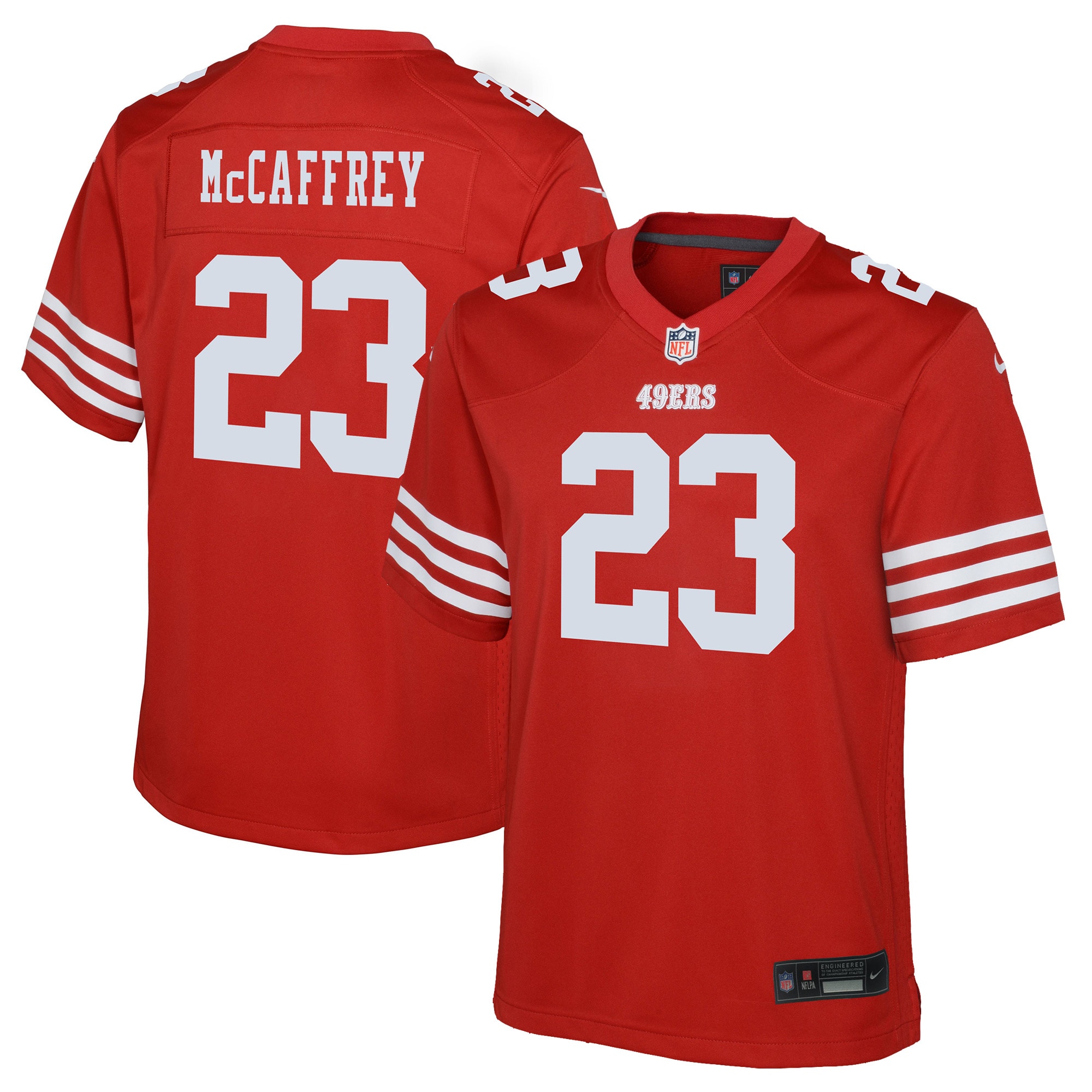 Christian McCaffrey San Francisco 49ers Game Jersey Scarlet NFL Football Fan Wear