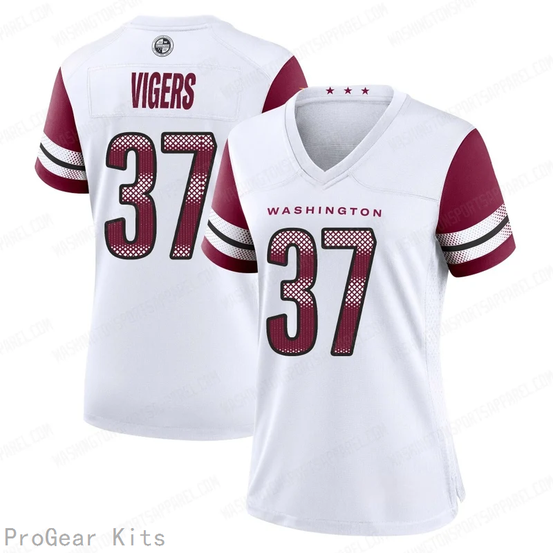 Car'lin Vigers Washington Commanders Jersey No.37 White NFL Football Fan Wear
