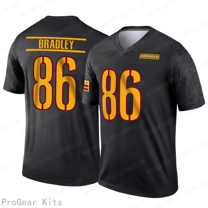 Jaden Bradley Washington Commanders Jersey No.86 Black NFL Football Fan Wear