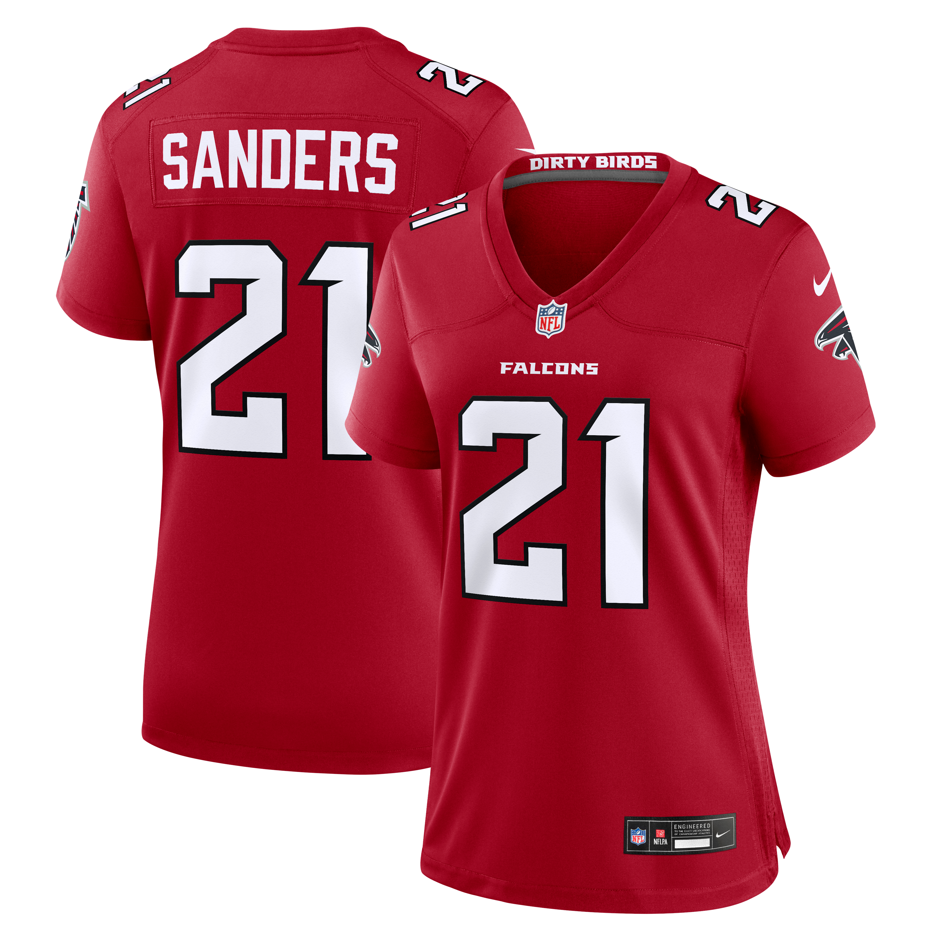 Deion Sanders Retired Atlanta Falcons Game Jersey Red NFL Football Fan Wear Deion Sanders Retired