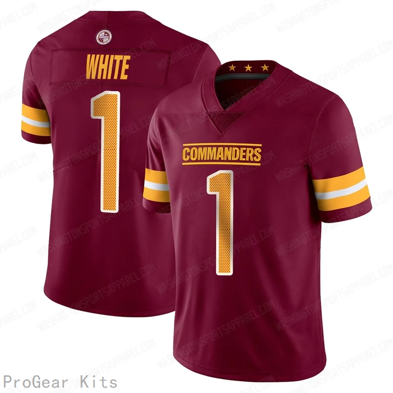 Rachaad Washington Commanders Jersey No.1 White NFL Football Fan Wear Rachaad
