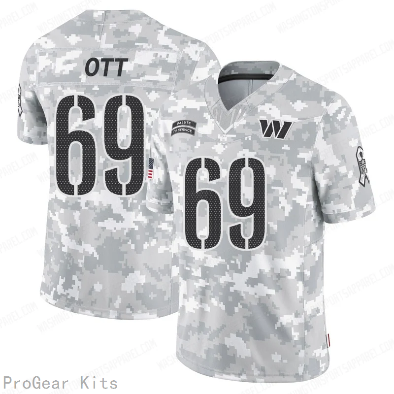 Tyler Ott Washington Commanders Jersey No.69 Camo NFL Football Fan Wear
