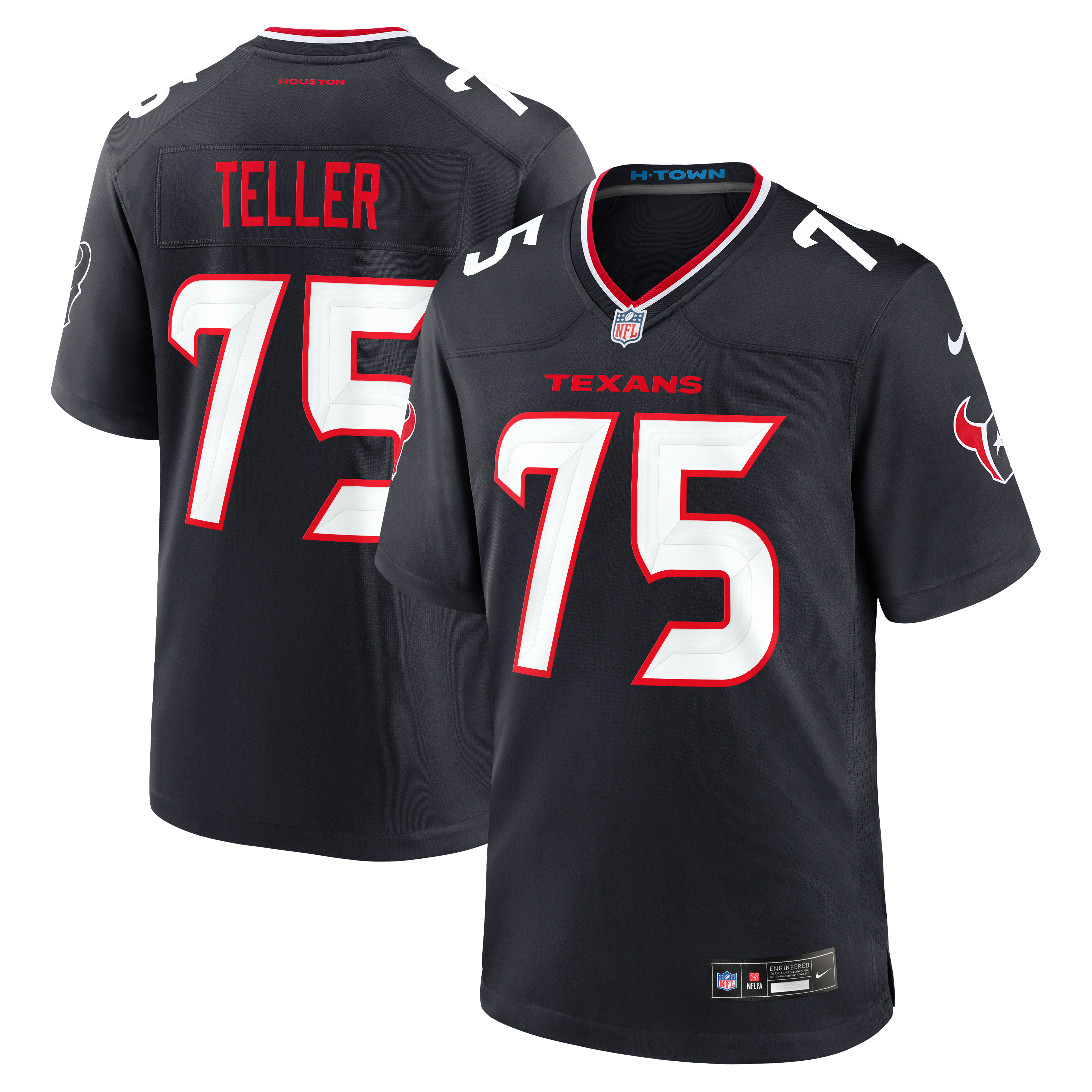 Wyatt Teller Houston Texans Game Jersey Navy NFL Football Fan Wear Wyatt Teller