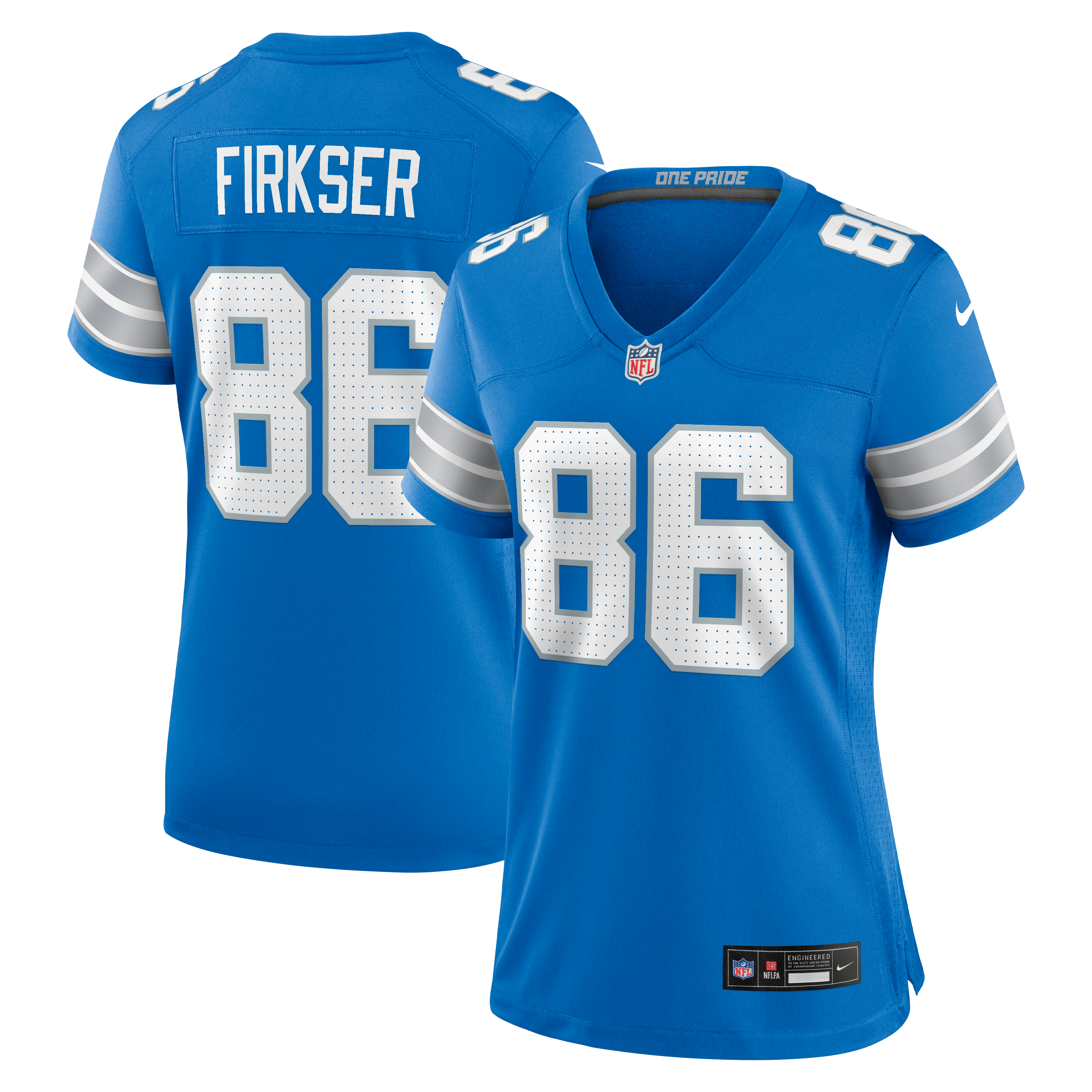 Anthony Firkser Detroit Lions Game Jersey Blue NFL Football Fan Wear