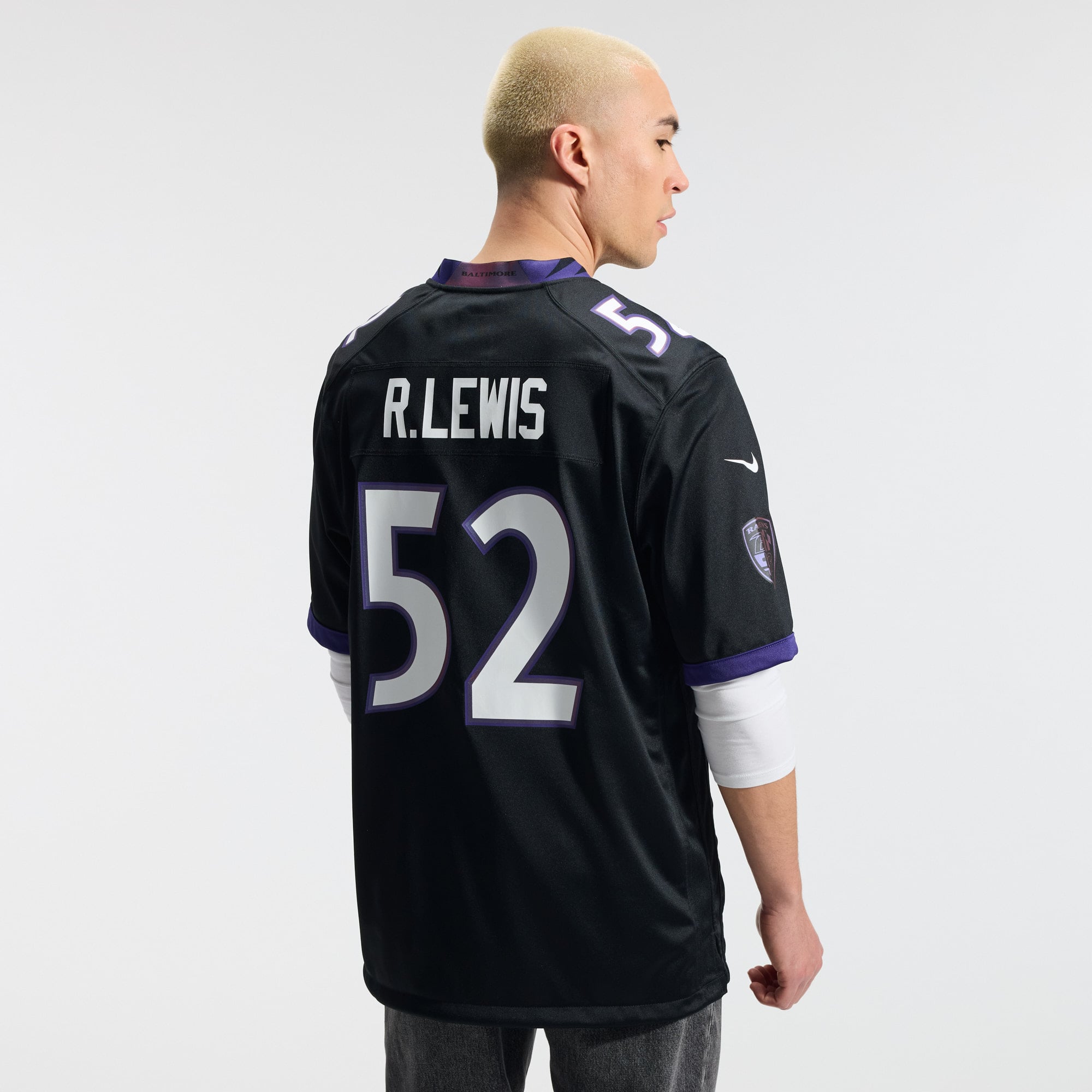 Ray Lewis Retired Baltimore Ravens Game Jersey Black NFL Football Fan Wear Ray Lewis Retired