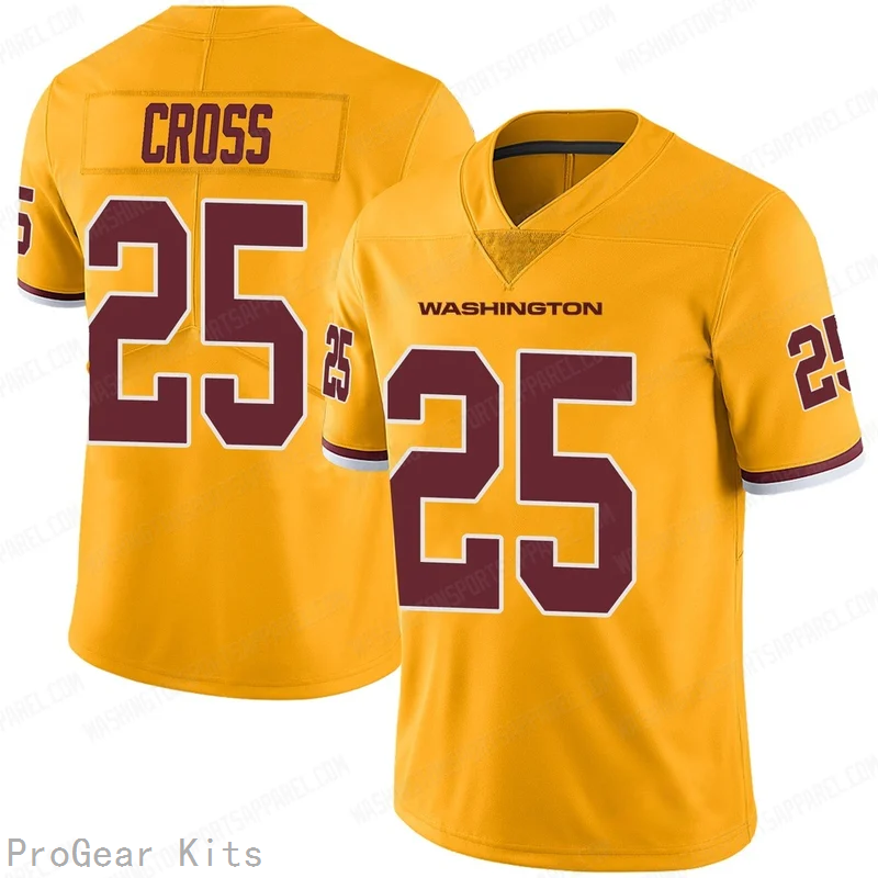 Nick Cross Rush Washington Commanders Jersey No.25 Gold NFL Football Fan Wear Nick Cross Rush