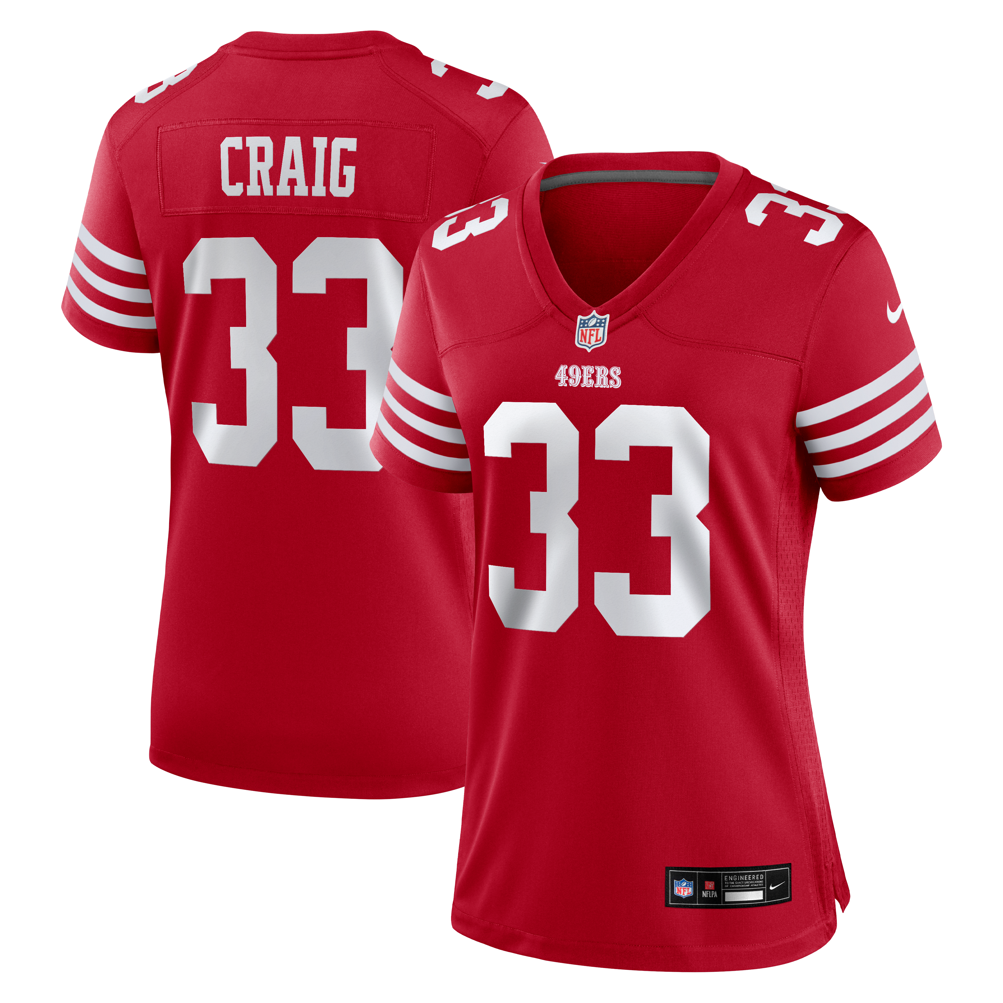 Roger Craig Retired San Francisco 49ers Game Jersey Scarlet NFL Football Fan Wear