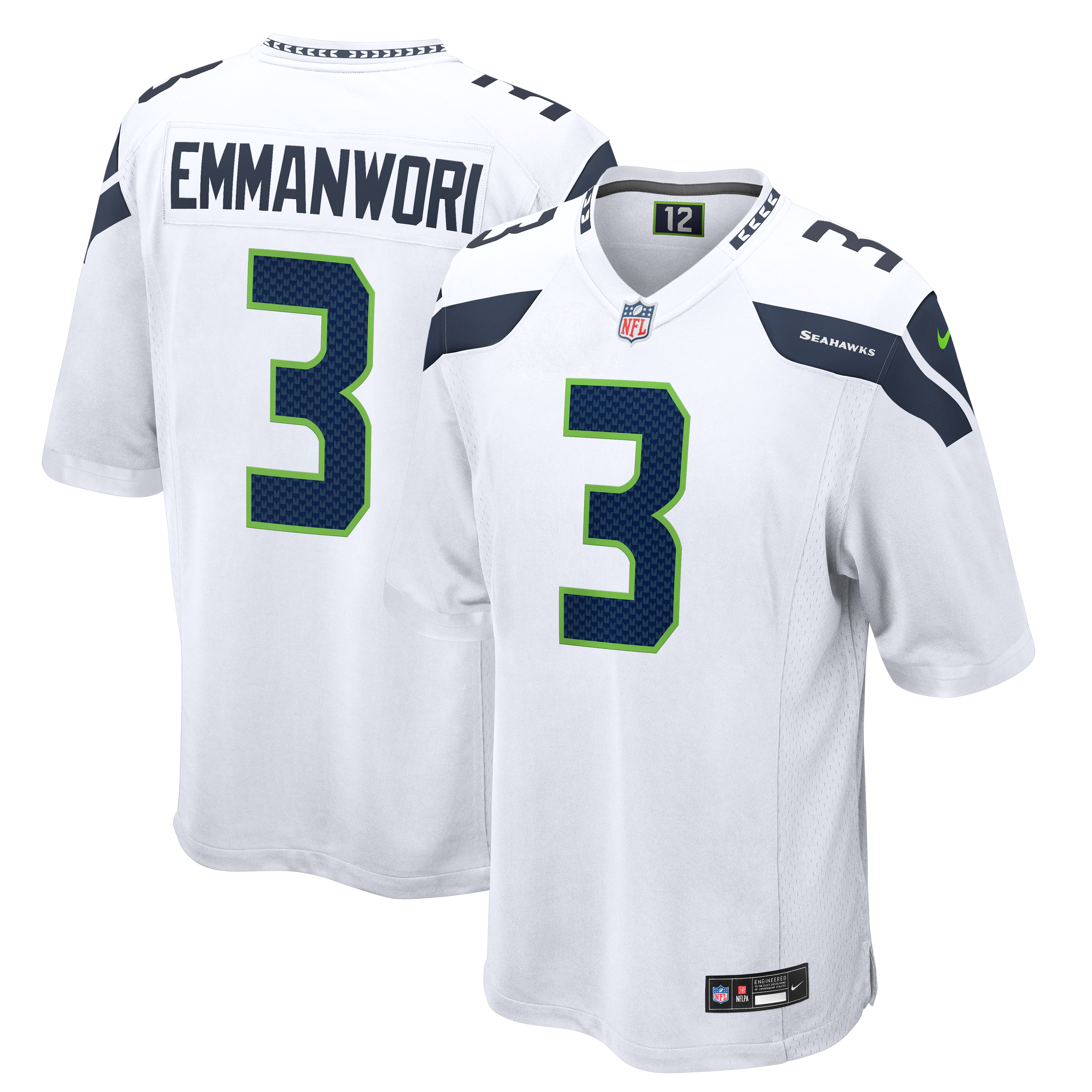 Nick Emmanwori Seattle Seahawks Game Jersey White NFL Football Fan Wear