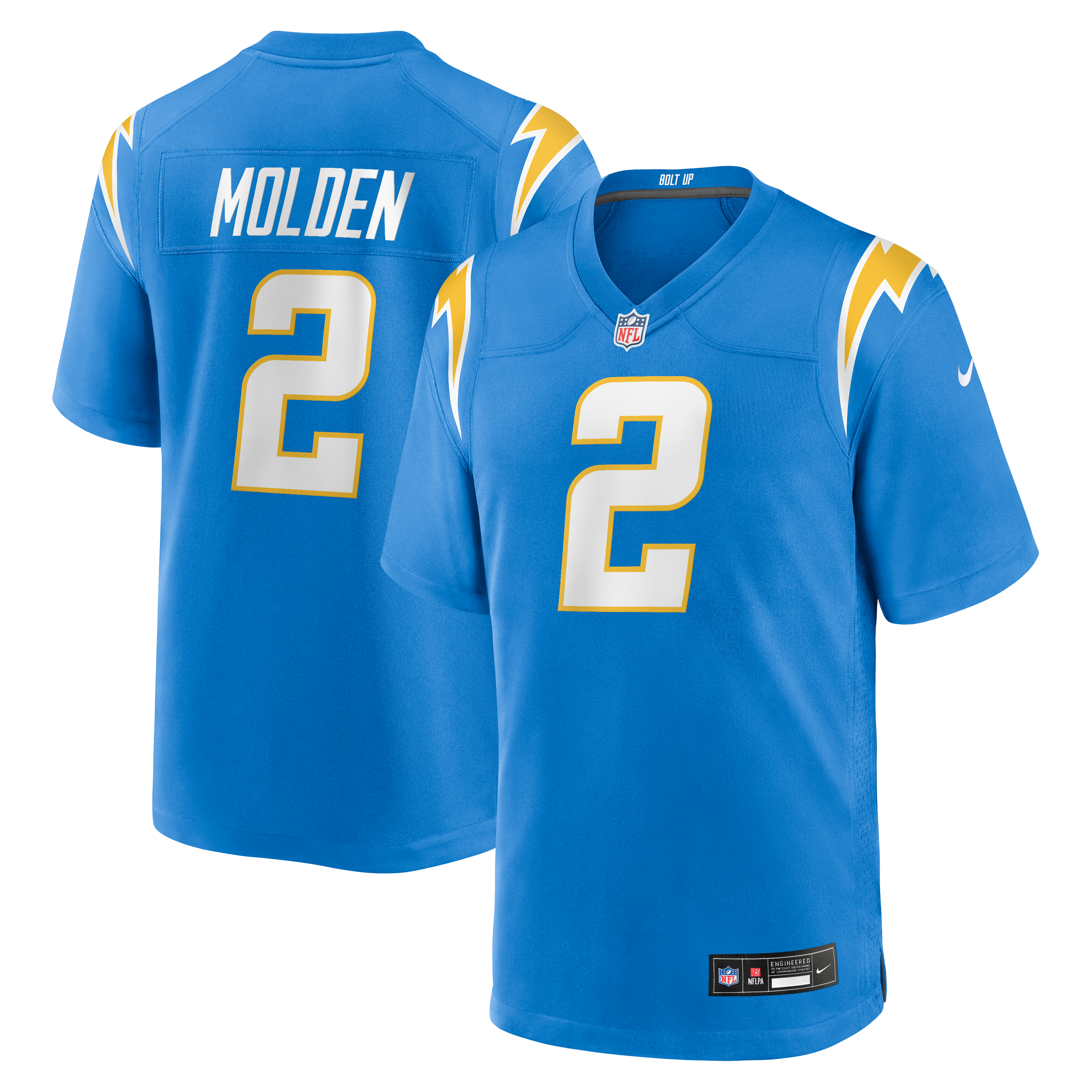Elijah Molden Los Angeles Chargers Game Jersey Powder Blue NFL Football Fan Wear