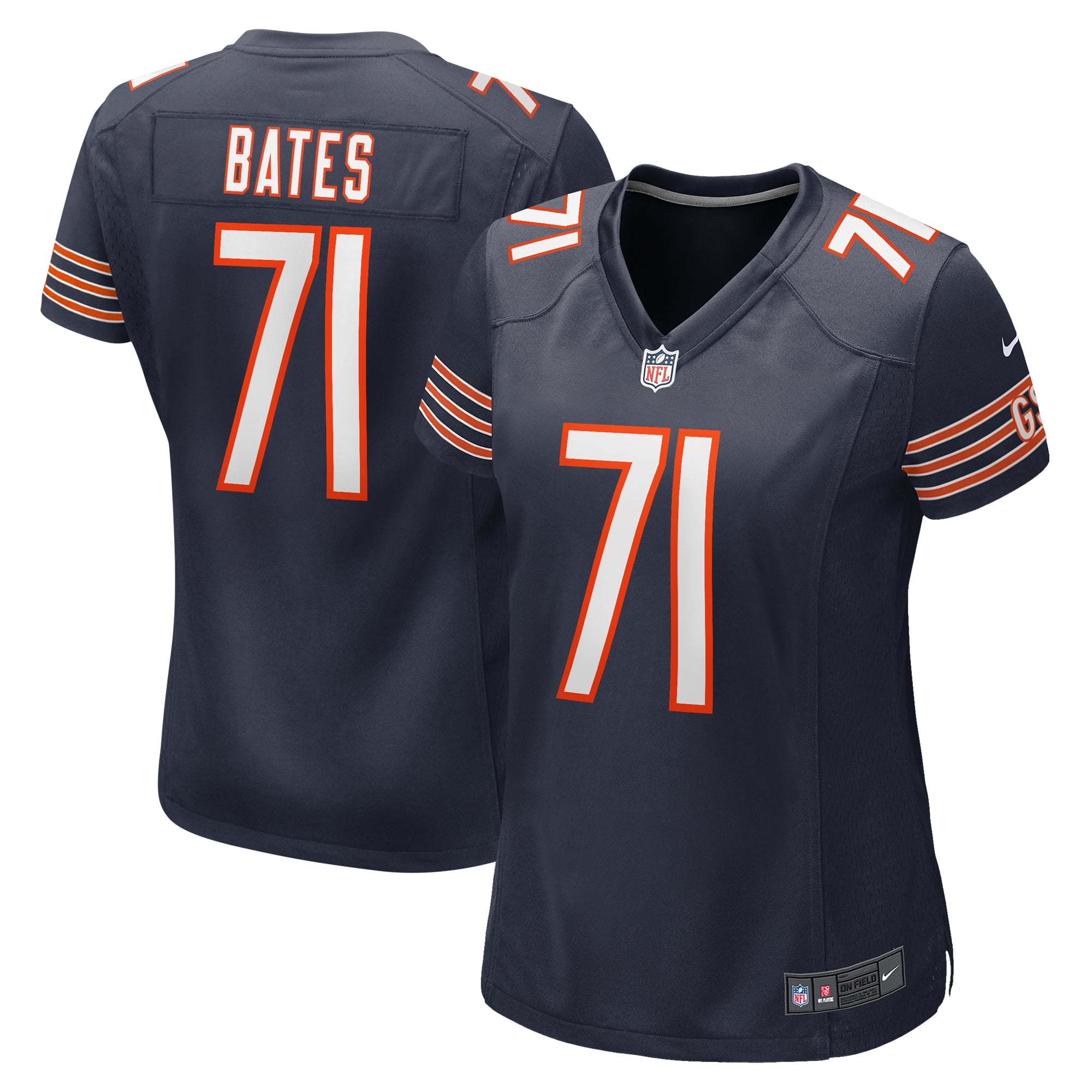 Ryan Bates Chicago Bears Game Jersey Navy NFL Football Fan Wear Ryan Bates