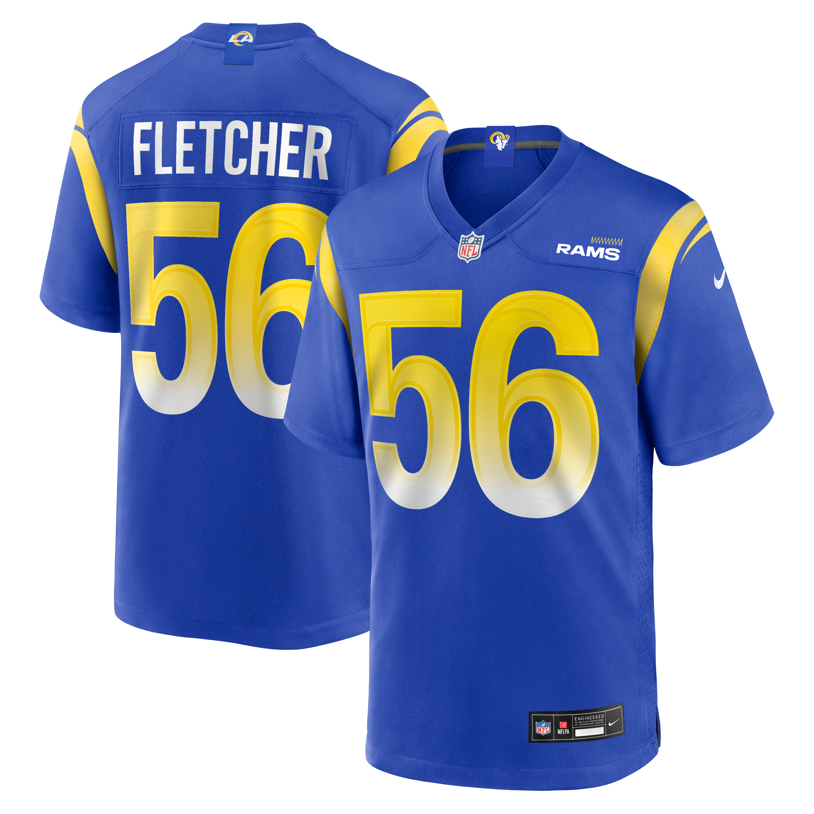 London Fletcher Retired Los Angeles Rams Player Jersey Royal NFL Football Fan Wear London Fletcher Retired