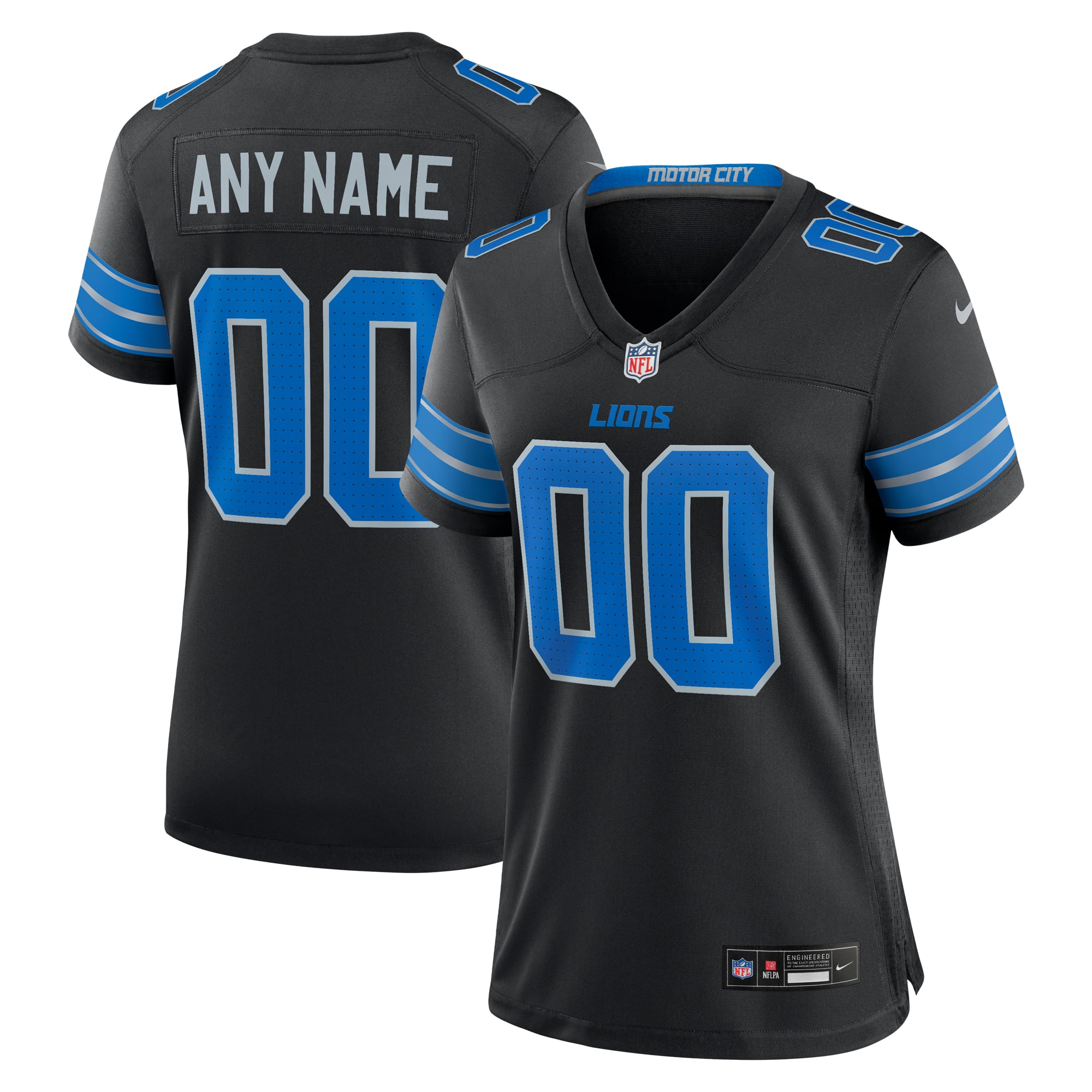 Detroit Lions Game Jersey Black NFL Football Fan Wear Custom Number