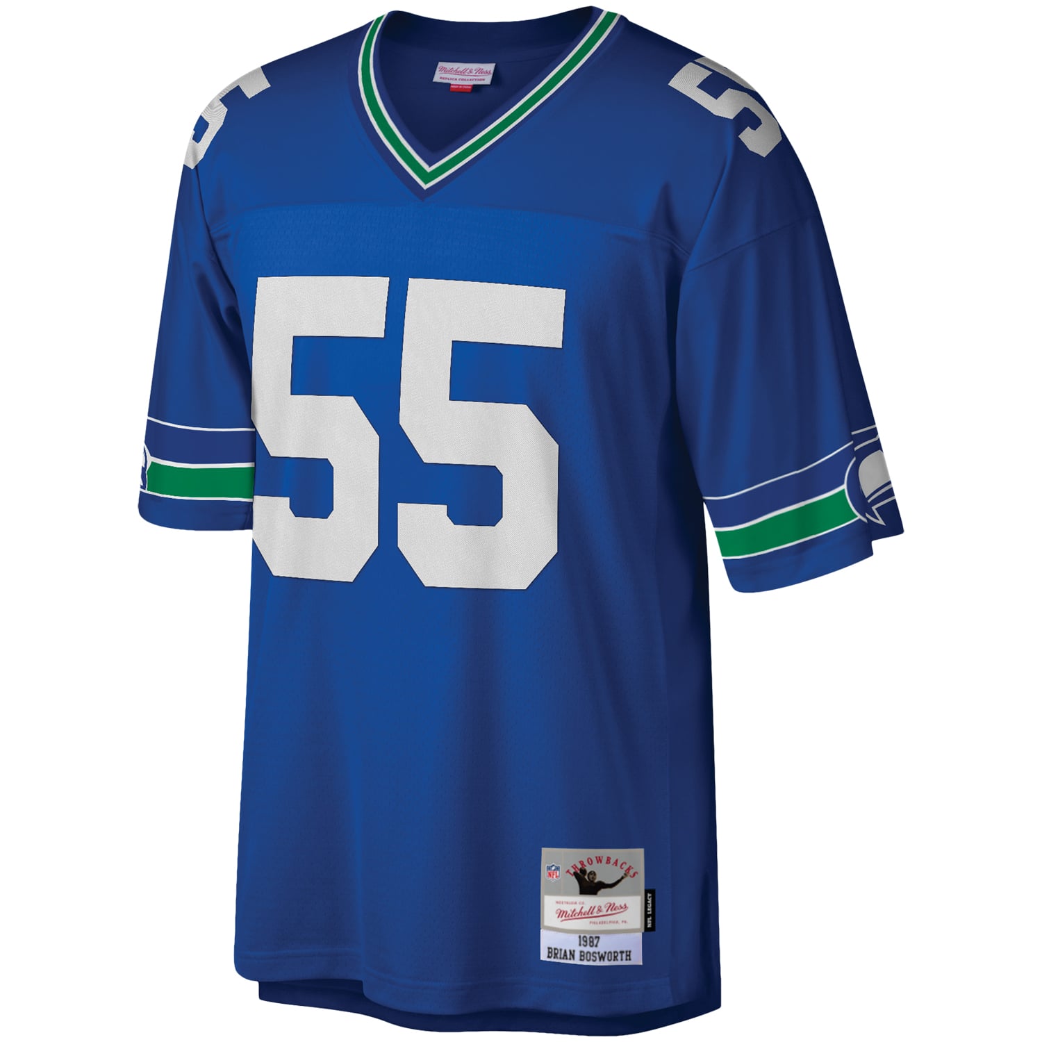 Brian Bosworth Mitchell Seattle Seahawks Replica Jersey Royal NFL Football Fan Wear Brian Bosworth Mitchell