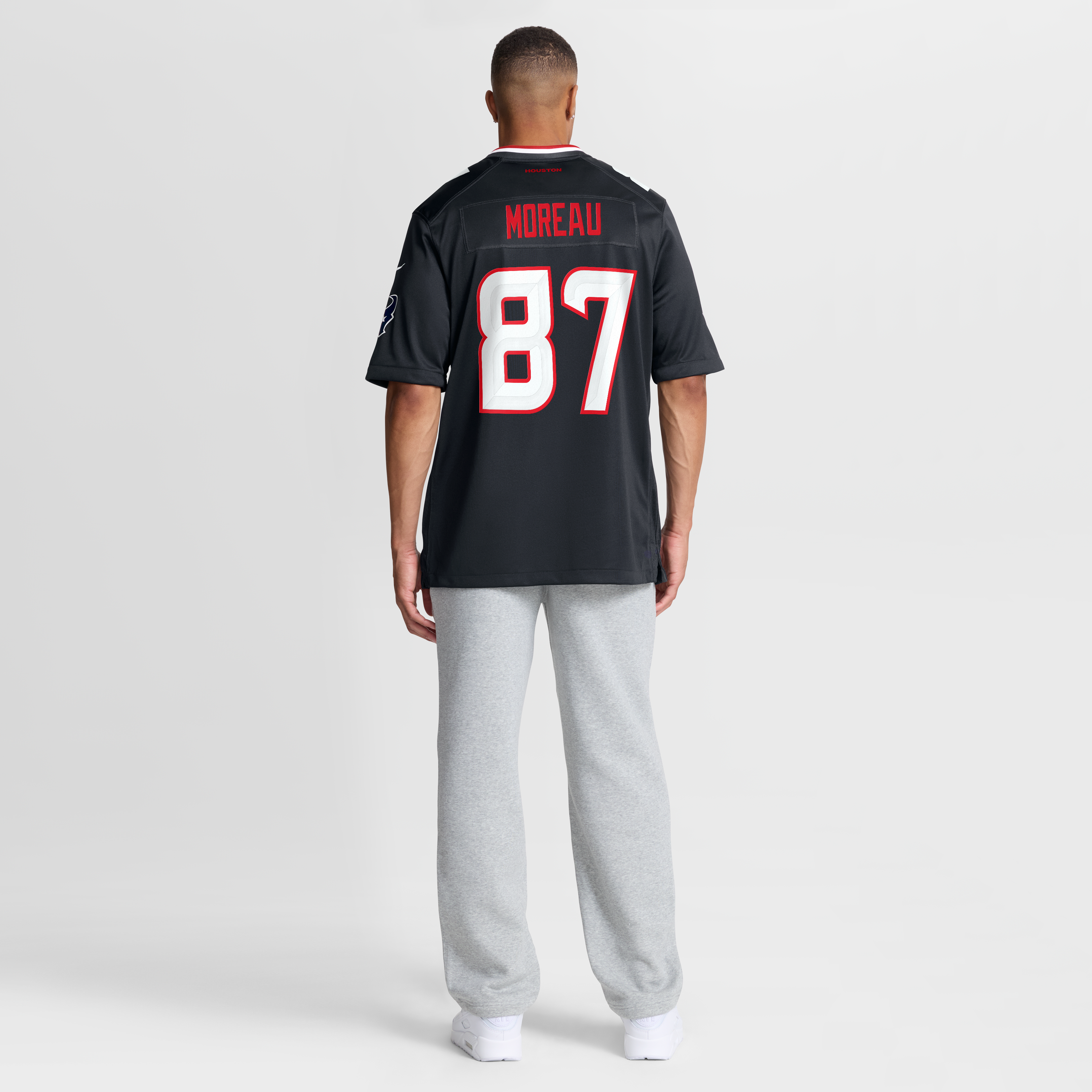 Foster Moreau Houston Texans Game Jersey Navy NFL Football Fan Wear Foster Moreau