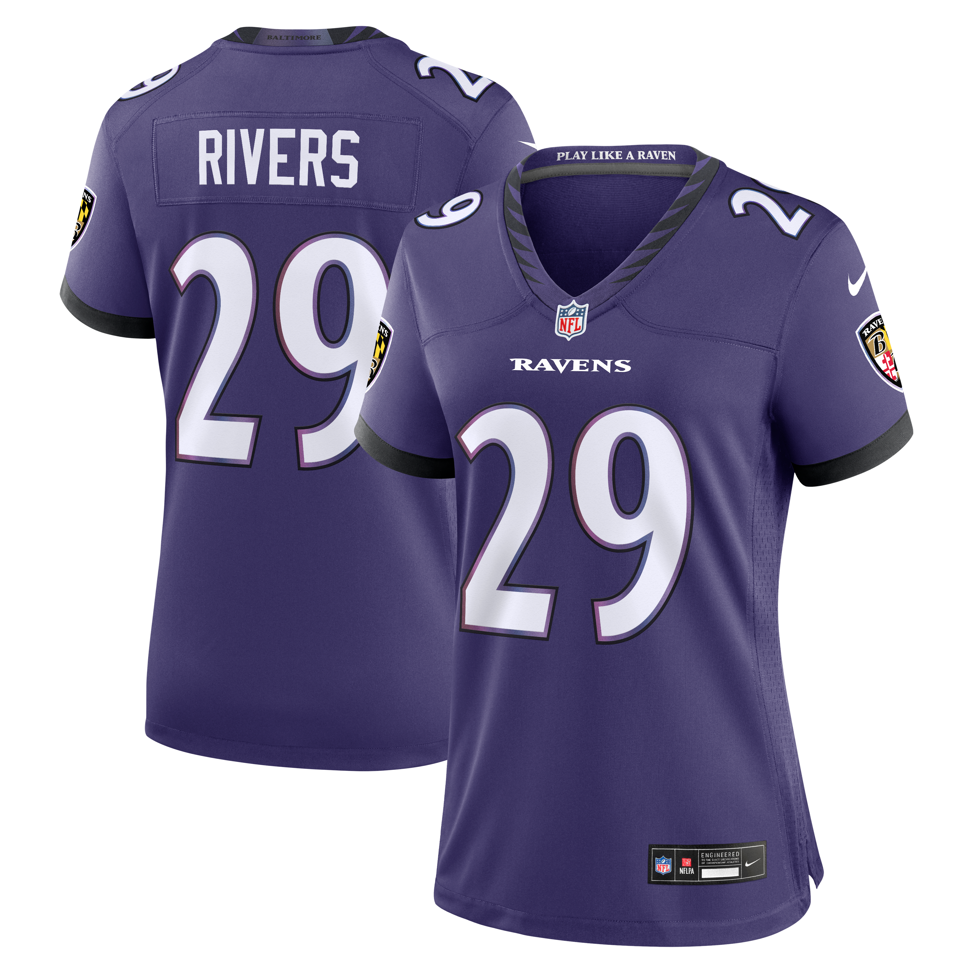 Chandler Rivers Baltimore Ravens Game Jersey Purple NFL Football Fan Wear