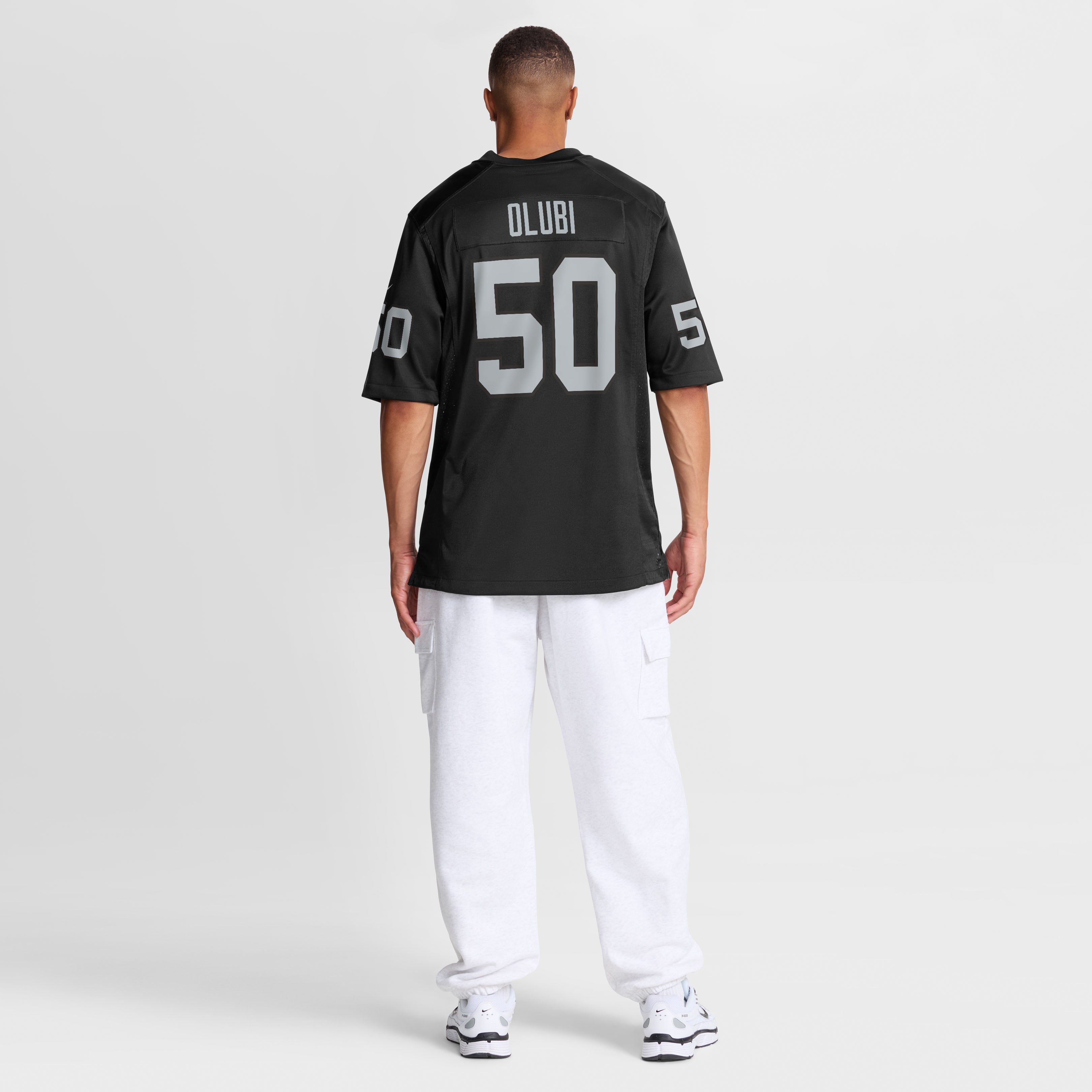 Segun Olubi Las Vegas Raiders Game Jersey Black NFL Football Fan Wear