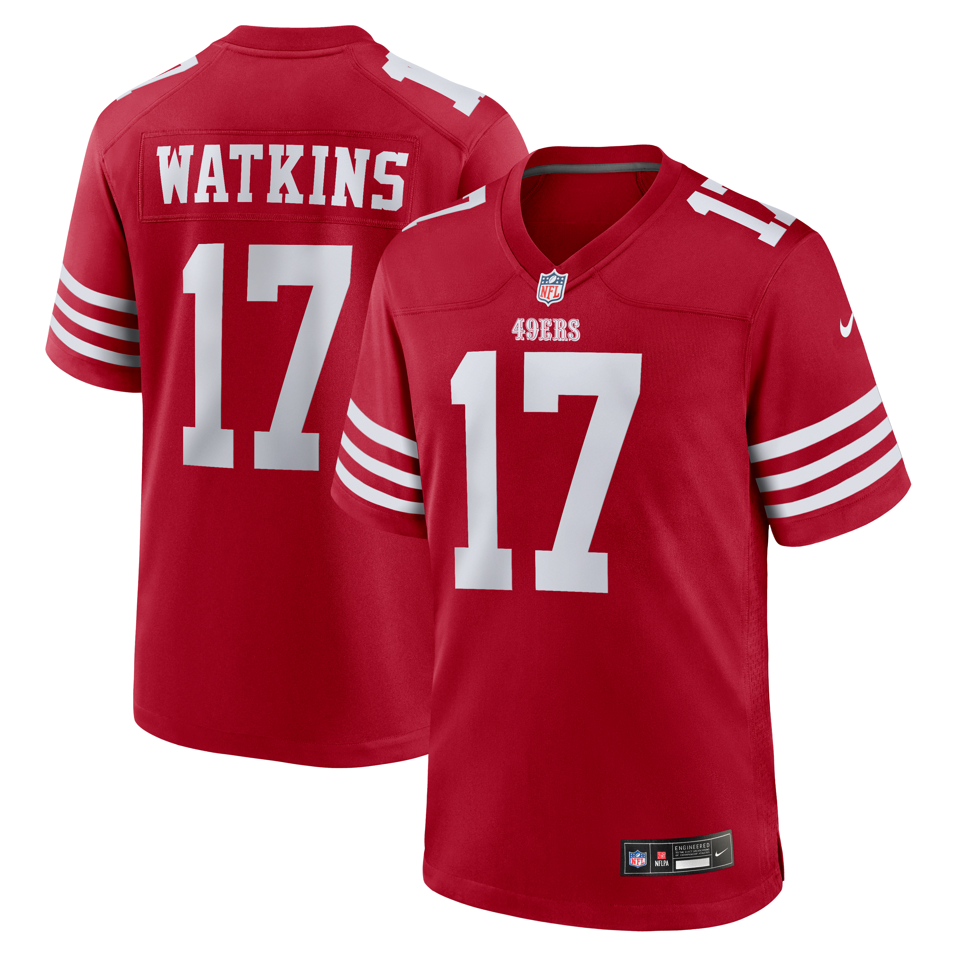 Jordan Watkins San Francisco 49ers Game Jersey Scarlet NFL Football Fan Wear