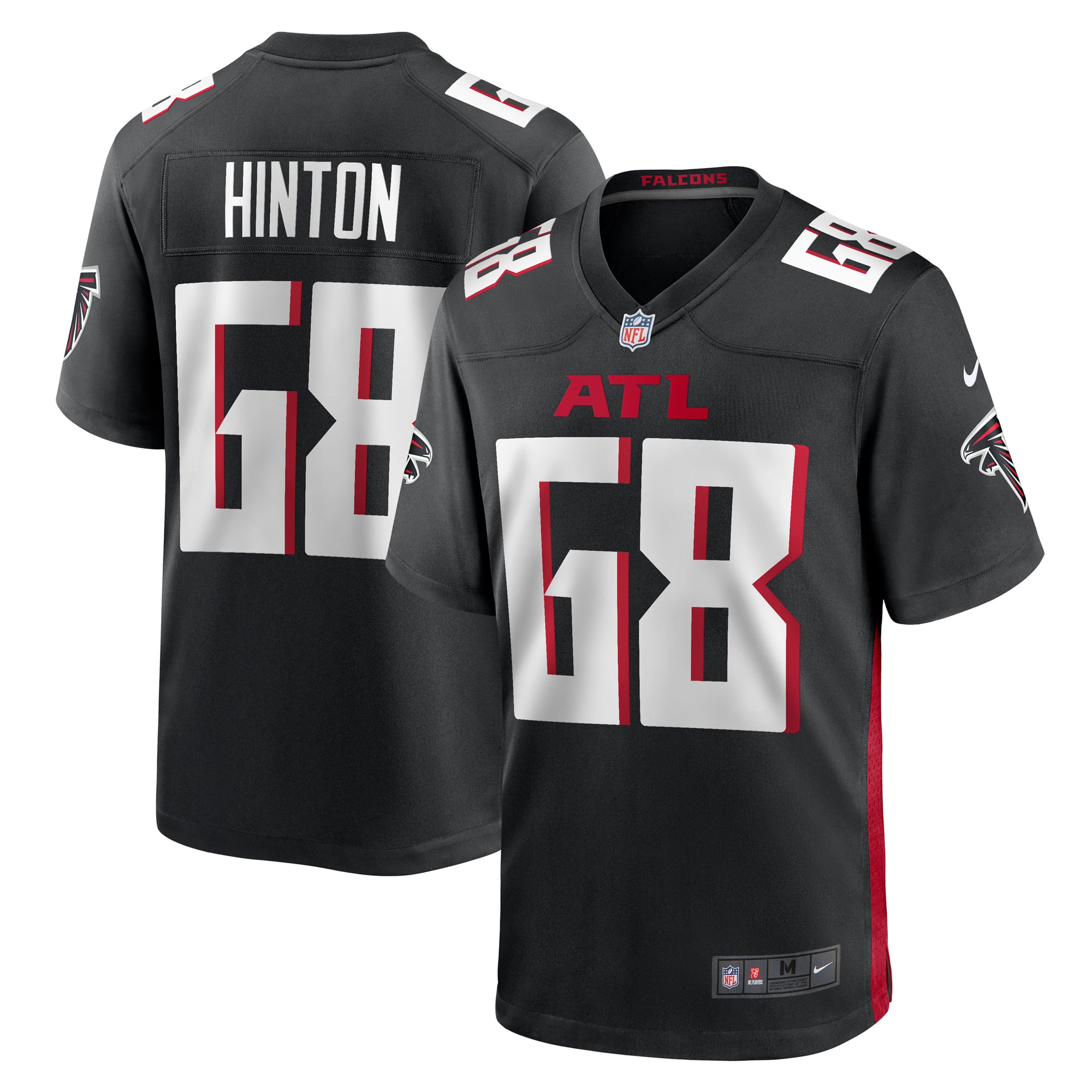 Kyle Hinton Atlanta Falcons Game Jersey Black NFL Football Fan Wear Kyle Hinton