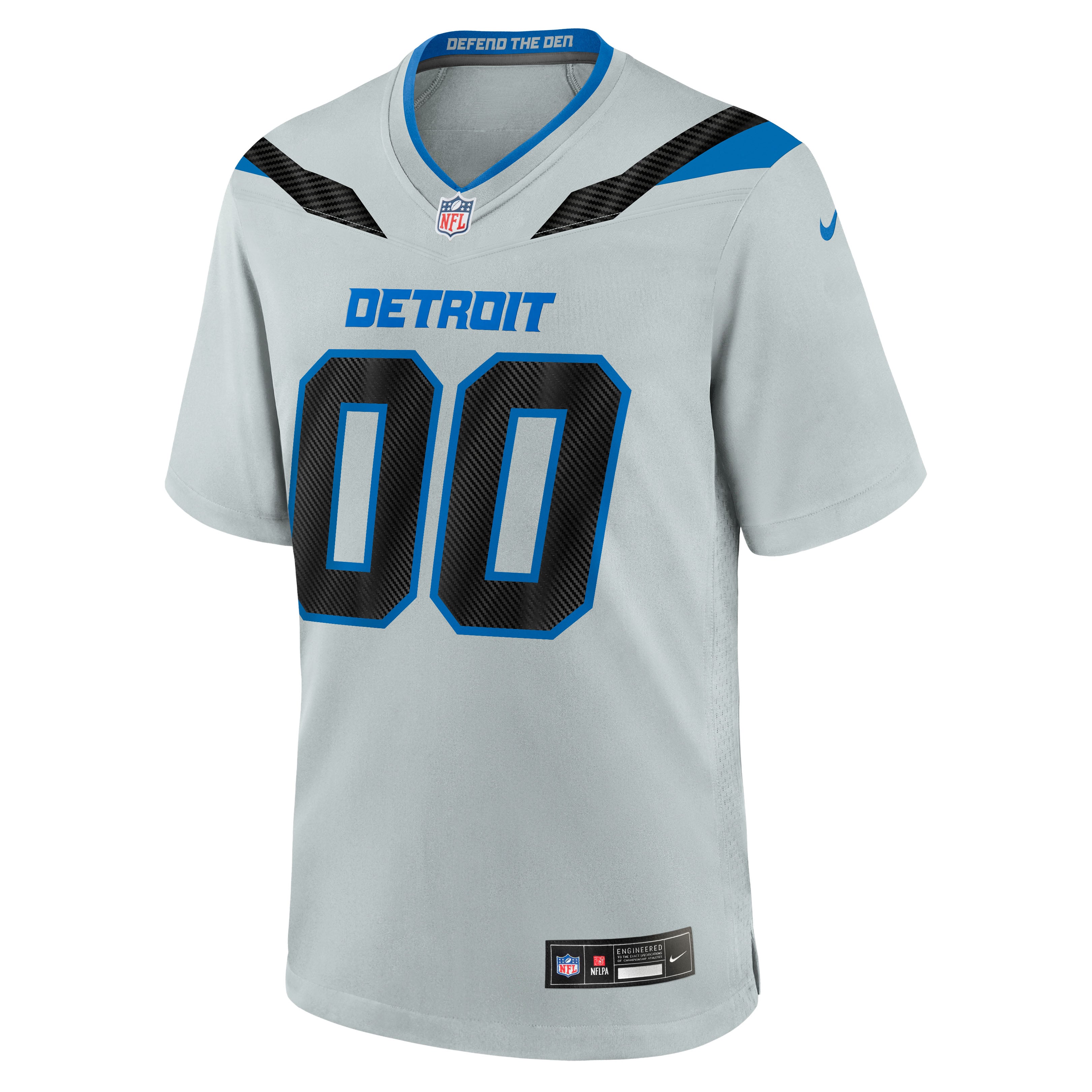 Detroit Lions Custom Jersey Silver NFL Football Fan Wear Custom Number