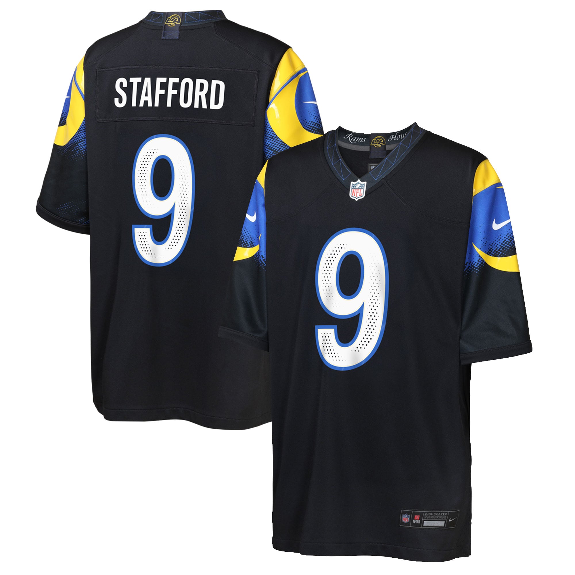 Matthew Stafford Dark Los Angeles Rams Game Jersey Blue NFL Football Fan Wear