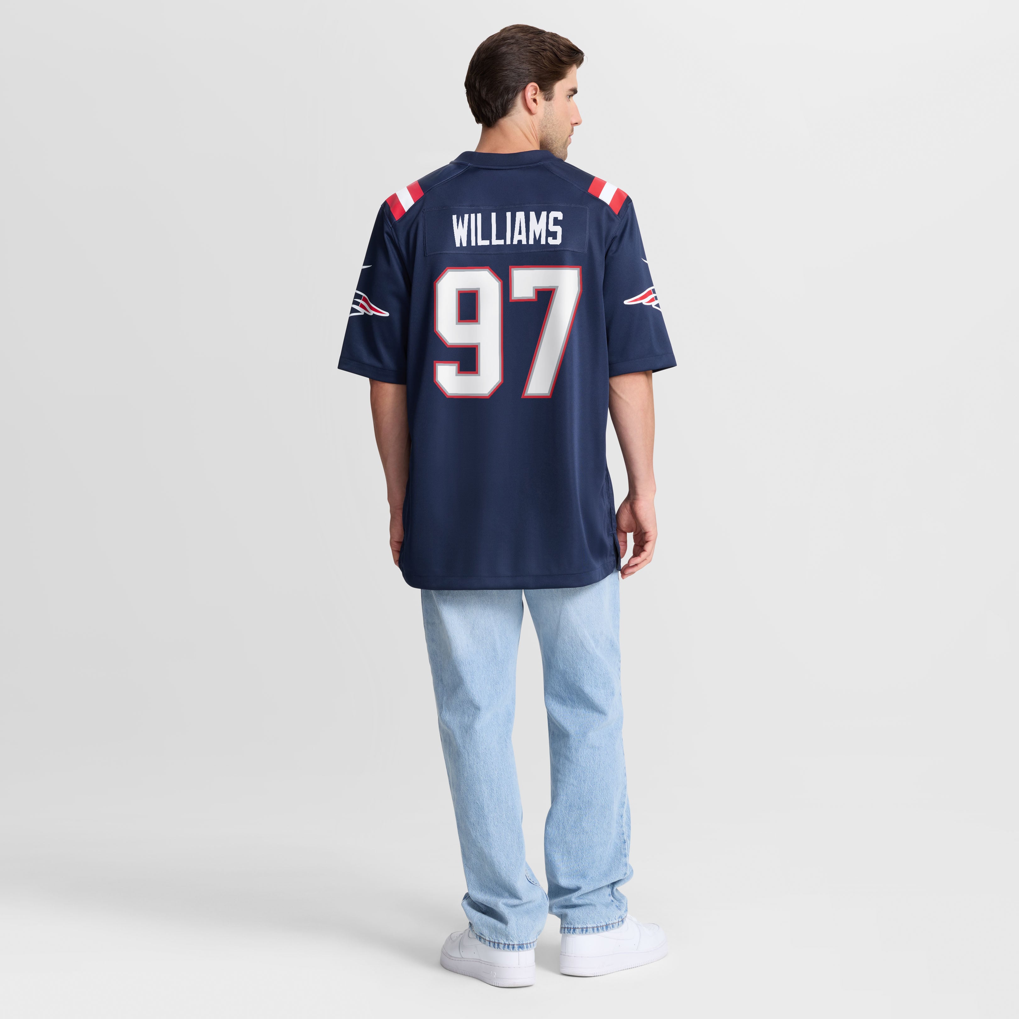 Milton Williams New England Patriots Game Jersey Navy NFL Football Fan Wear Milton Williams