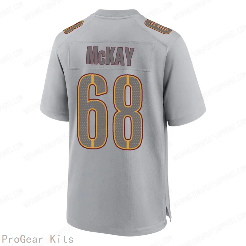 Timothy McKay Atmosphere Washington Commanders Game Jersey No.68 Gray NFL Football Fan Wear Timothy McKay Atmosphere
