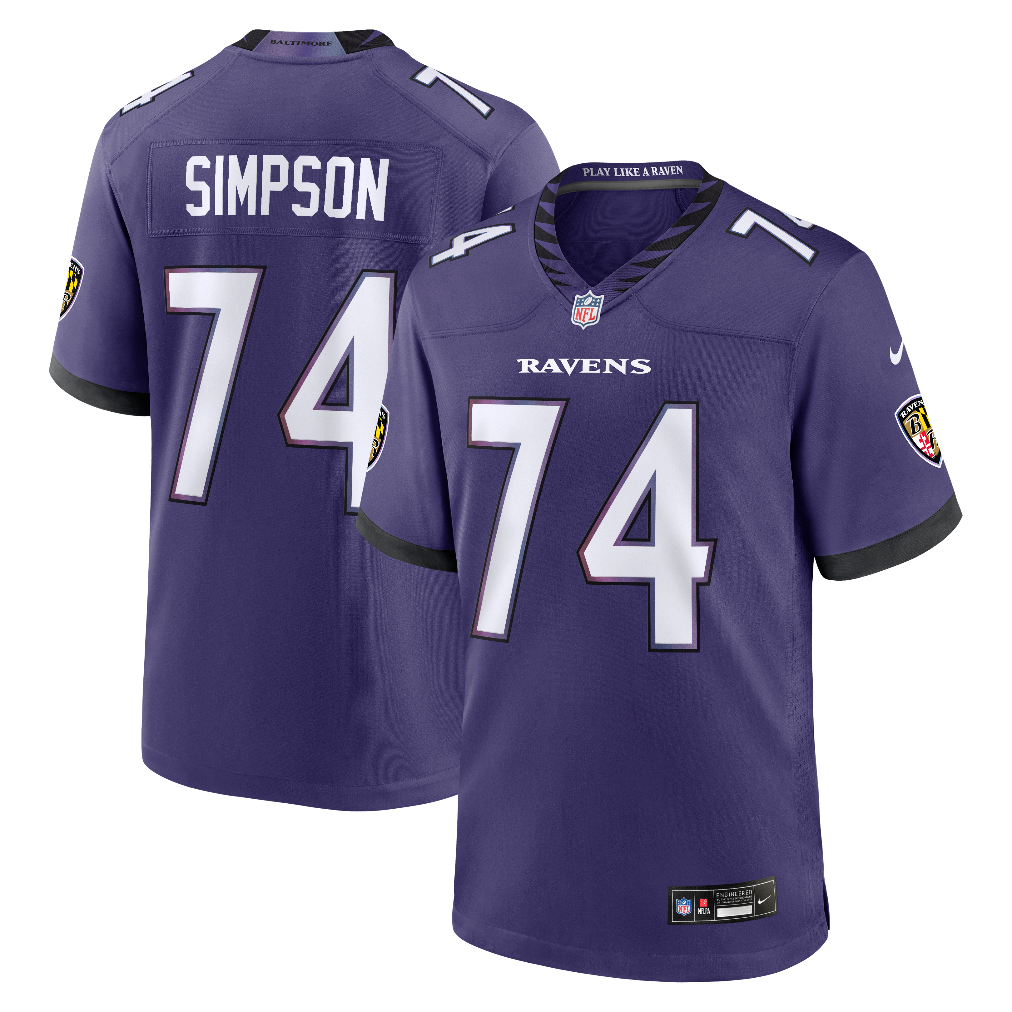 John Simpson Baltimore Ravens Game Jersey Purple NFL Football Fan Wear John Simpson