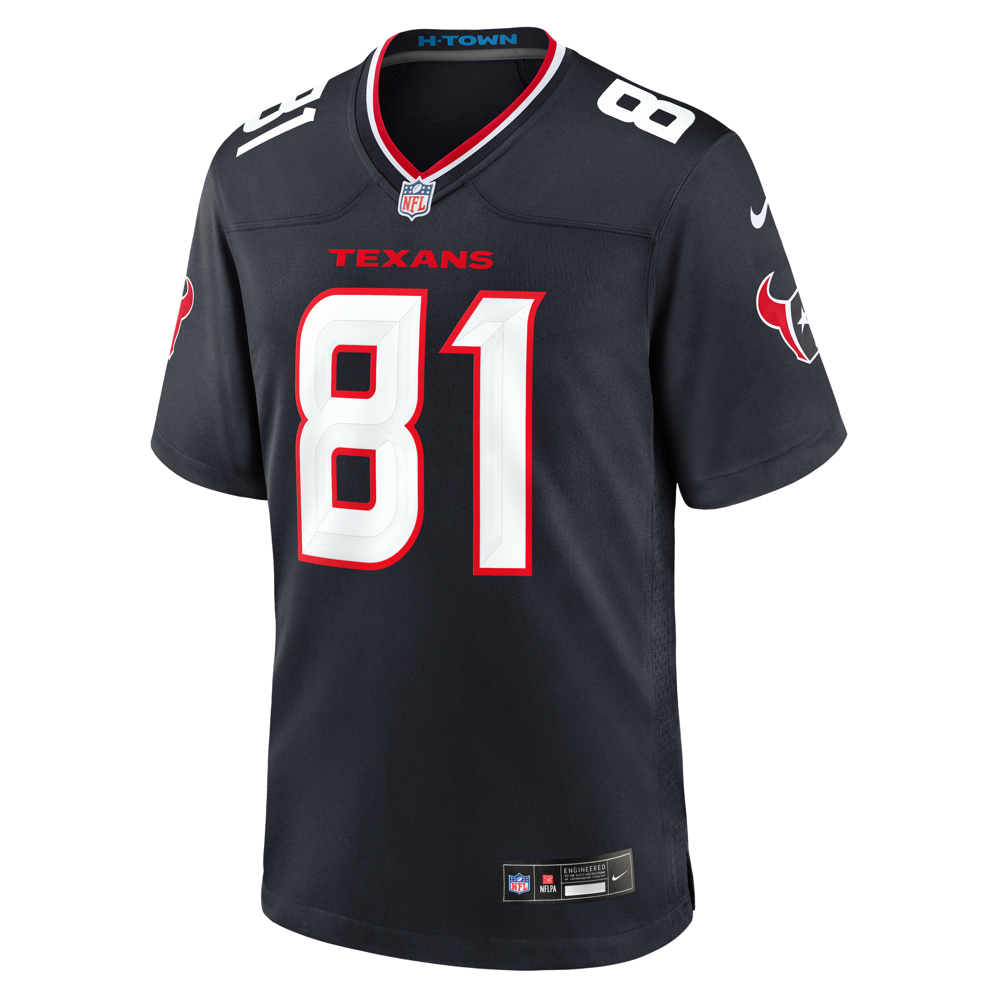 Jayden Higgins Houston Texans Game Jersey Navy NFL Football Fan Wear
