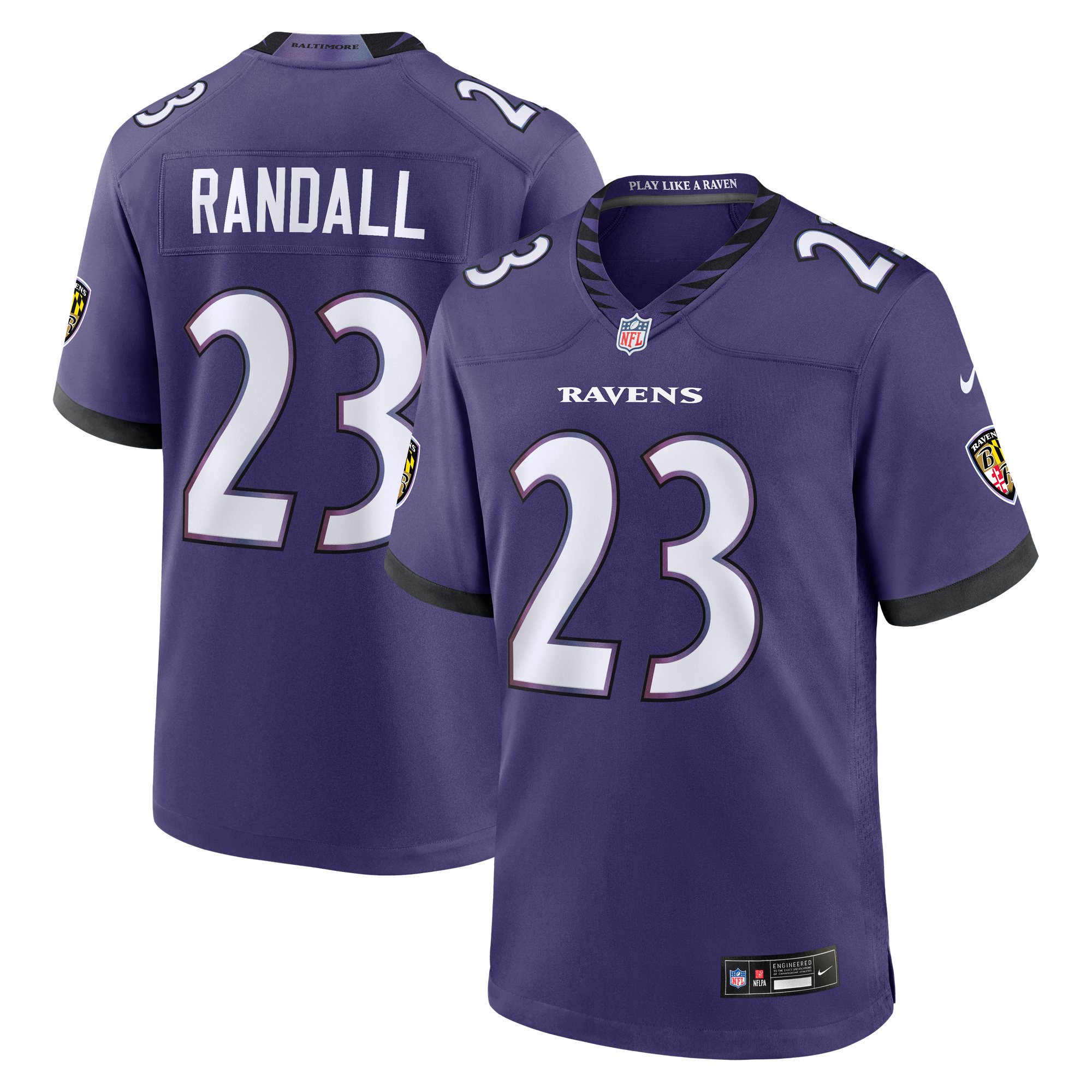Adam Randall Baltimore Ravens Game Jersey Purple NFL Football Fan Wear Adam Randall