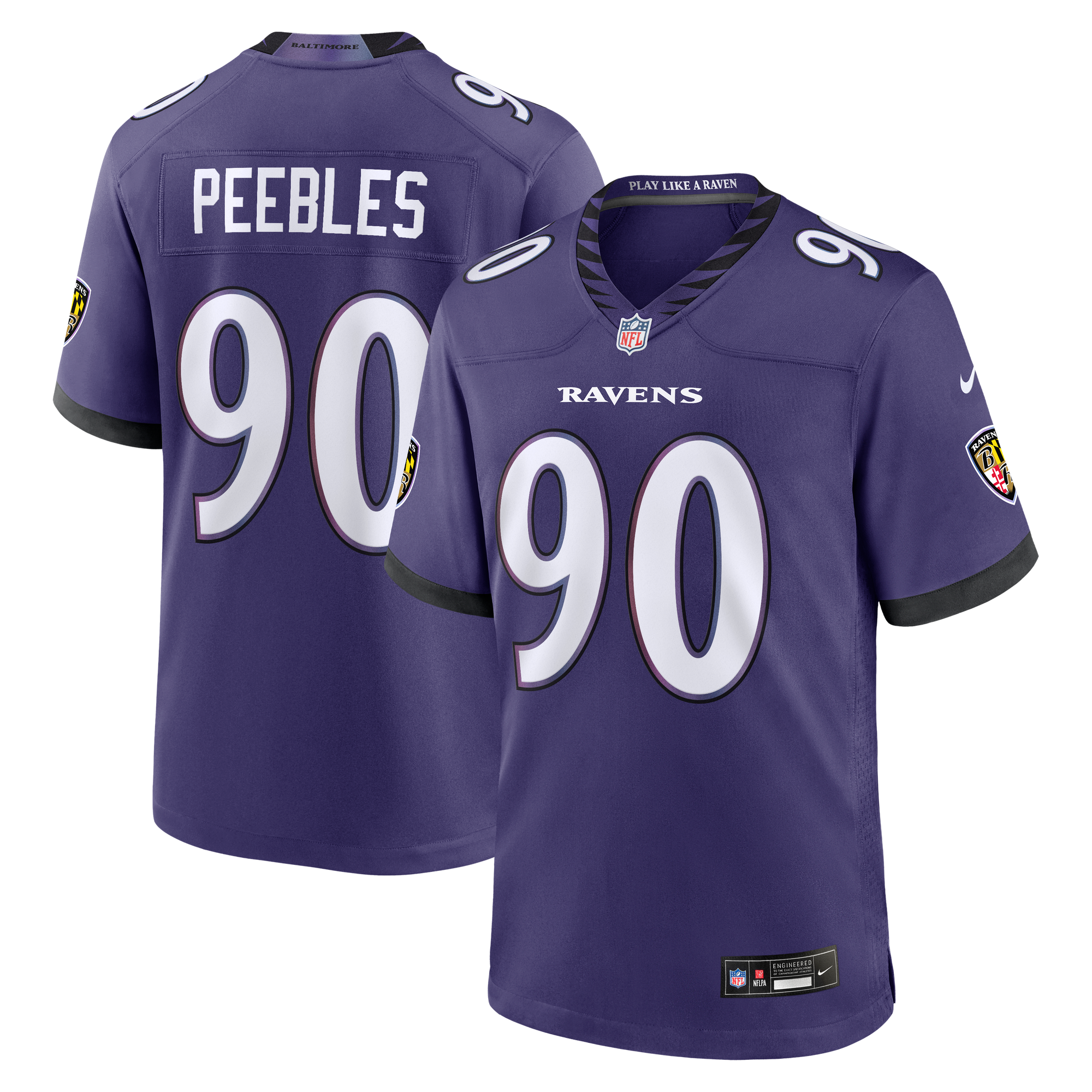 Aeneas Peebles Baltimore Ravens Game Jersey Purple NFL Football Fan Wear Aeneas Peebles