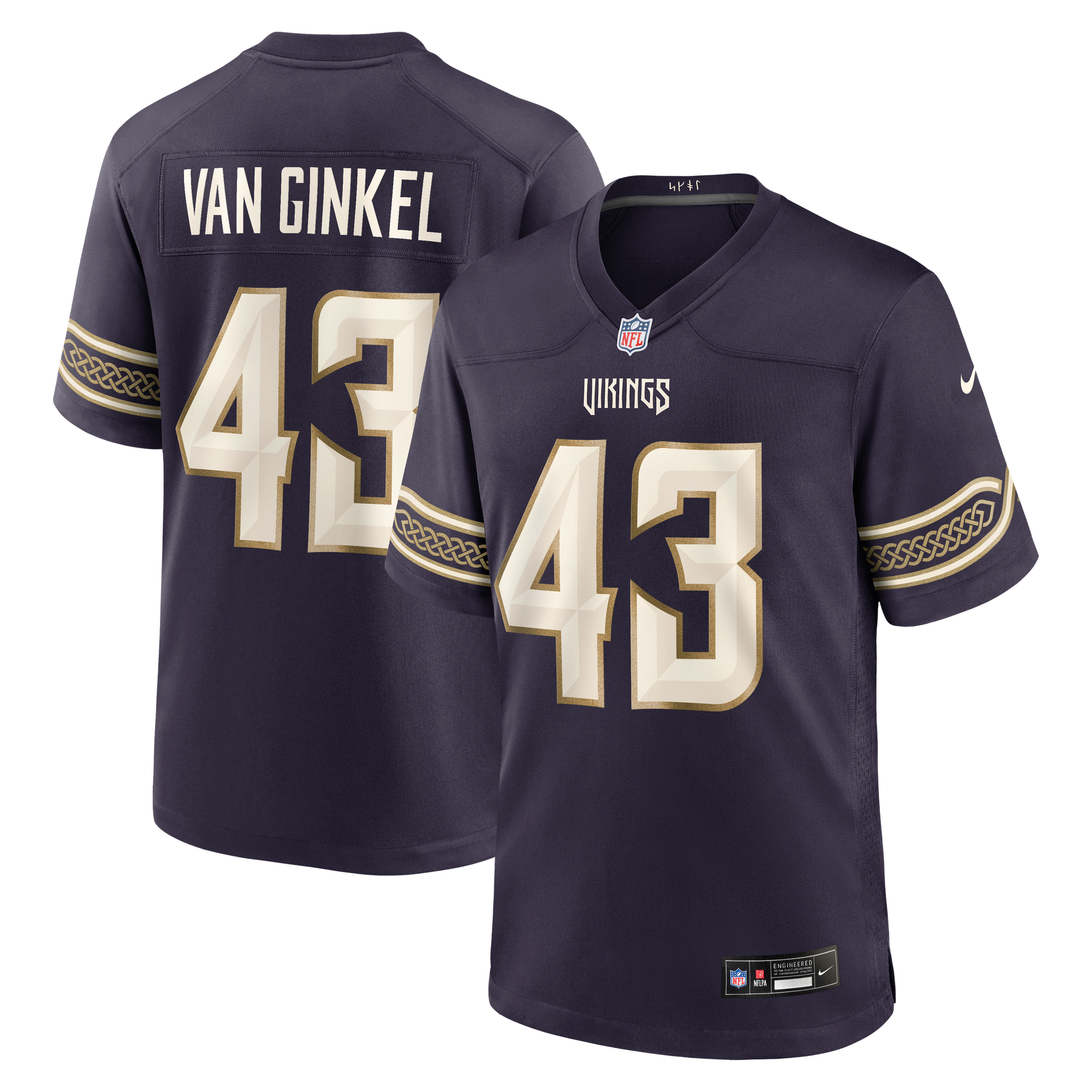 Andrew Van Ginkel Minnesota Vikings Game Jersey Purple NFL Football Fan Wear
