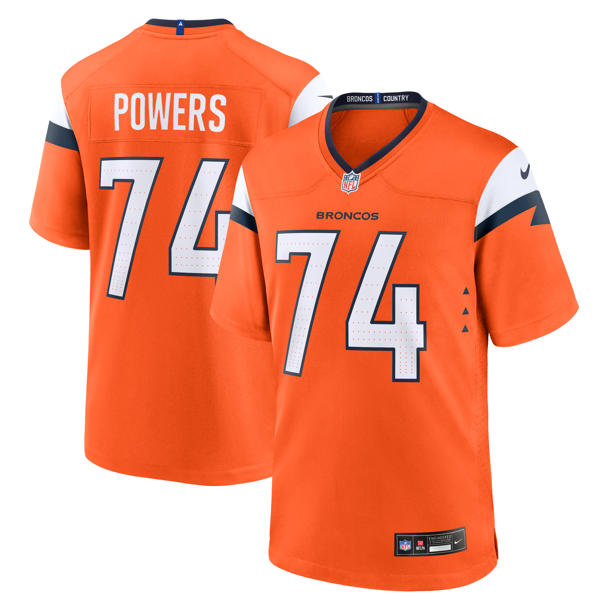 Ben Powers Denver Broncos Game Jersey Orange NFL Football Fan Wear