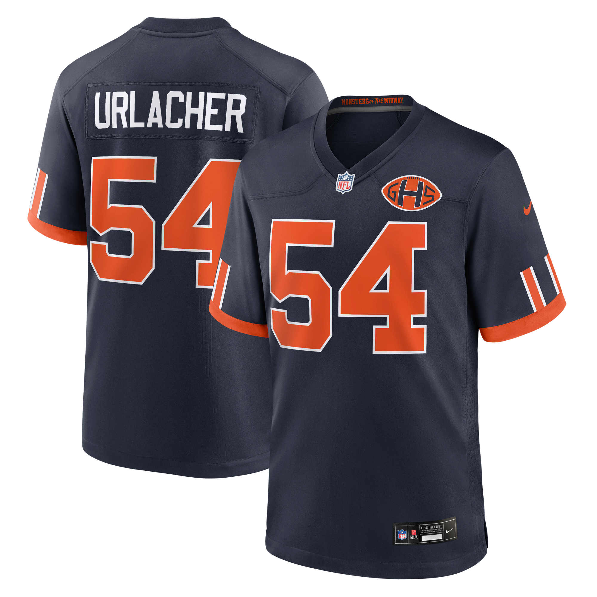 Brian Urlacher Chicago Bears Game Jersey Navy NFL Football Fan Wear