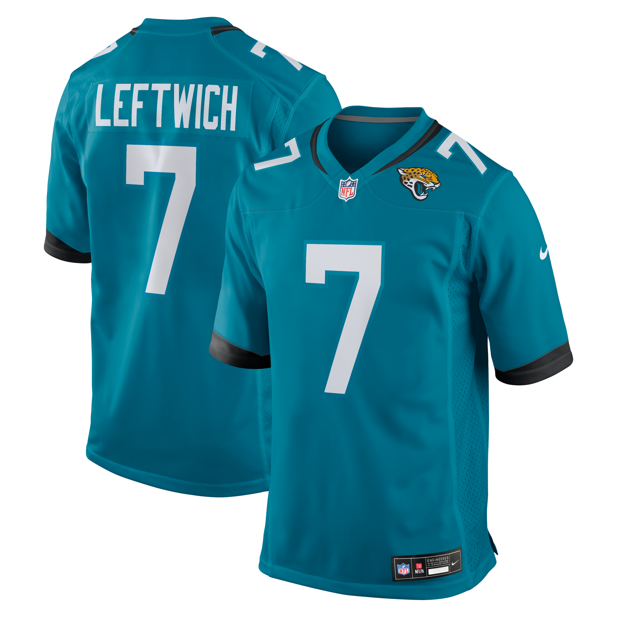 Retired Byron Leftwich Jacksonville Jaguars Player Jersey Teal NFL Football Fan Wear Retired Byron Leftwich