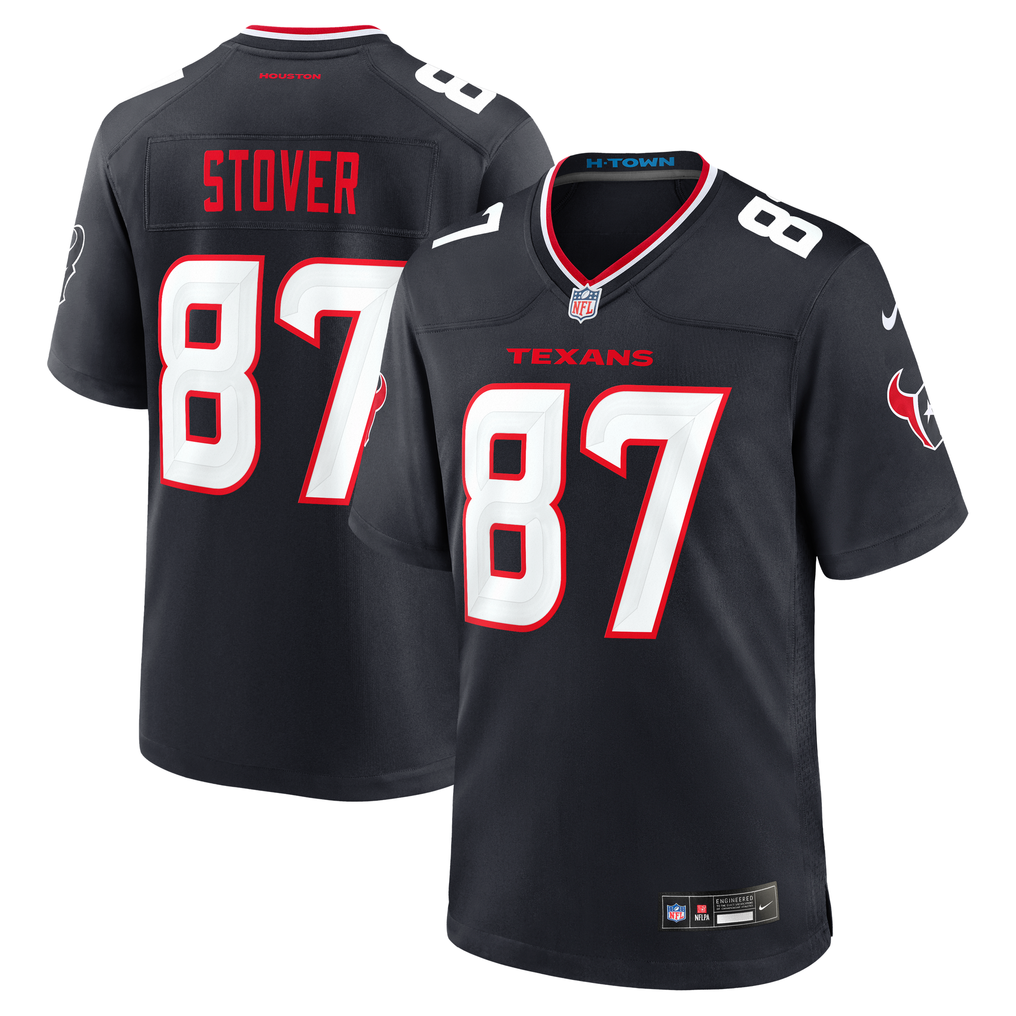 Cade Stover Houston Texans Game Jersey Navy NFL Football Fan Wear