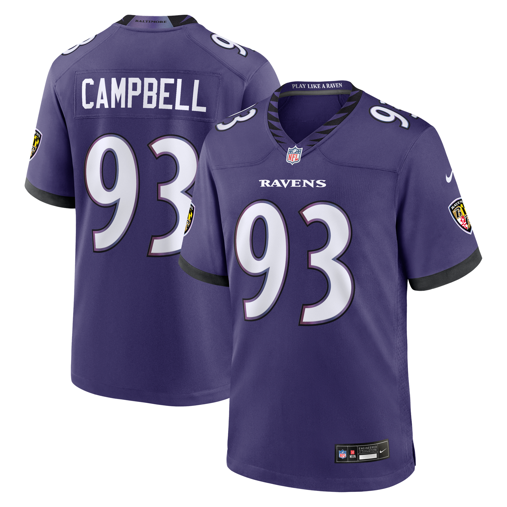 Calais Campbell Baltimore Ravens Game Jersey Purple NFL Football Fan Wear Calais Campbell