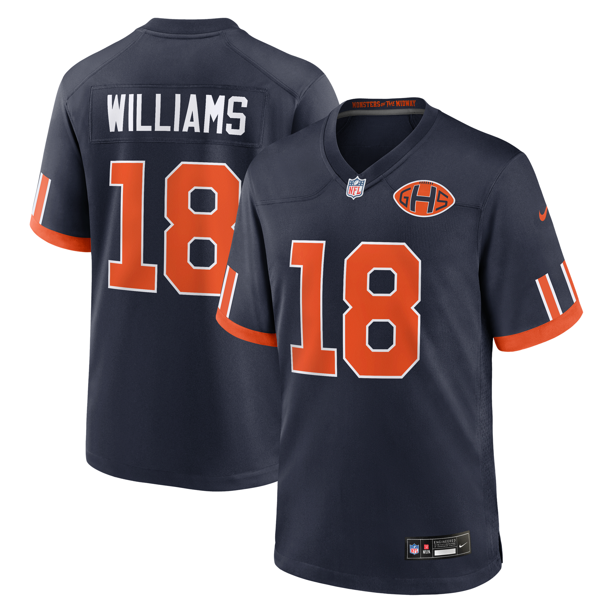 Caleb Williams Chicago Bears Game Jersey Navy NFL Football Fan Wear Caleb Williams