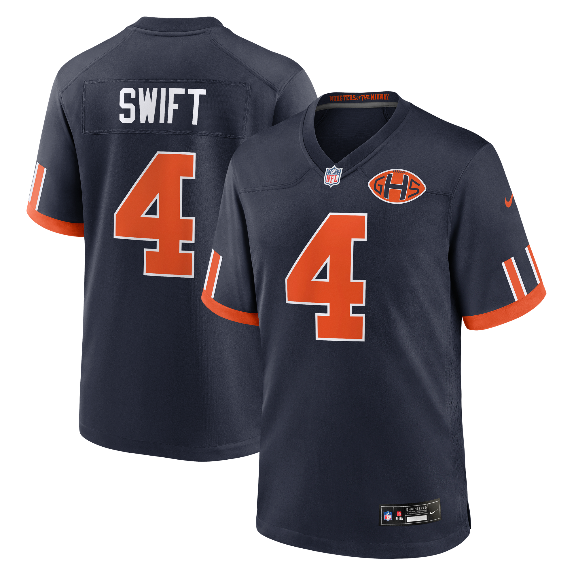 DAndre Swift Chicago Bears Game Jersey Navy NFL Football Fan Wear