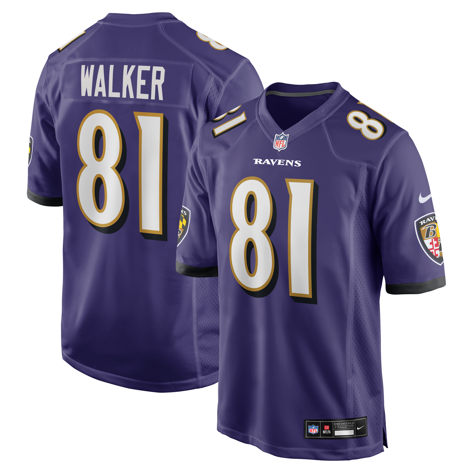 Devontez Walker Baltimore Ravens Game Jersey Purple NFL Football Fan Wear