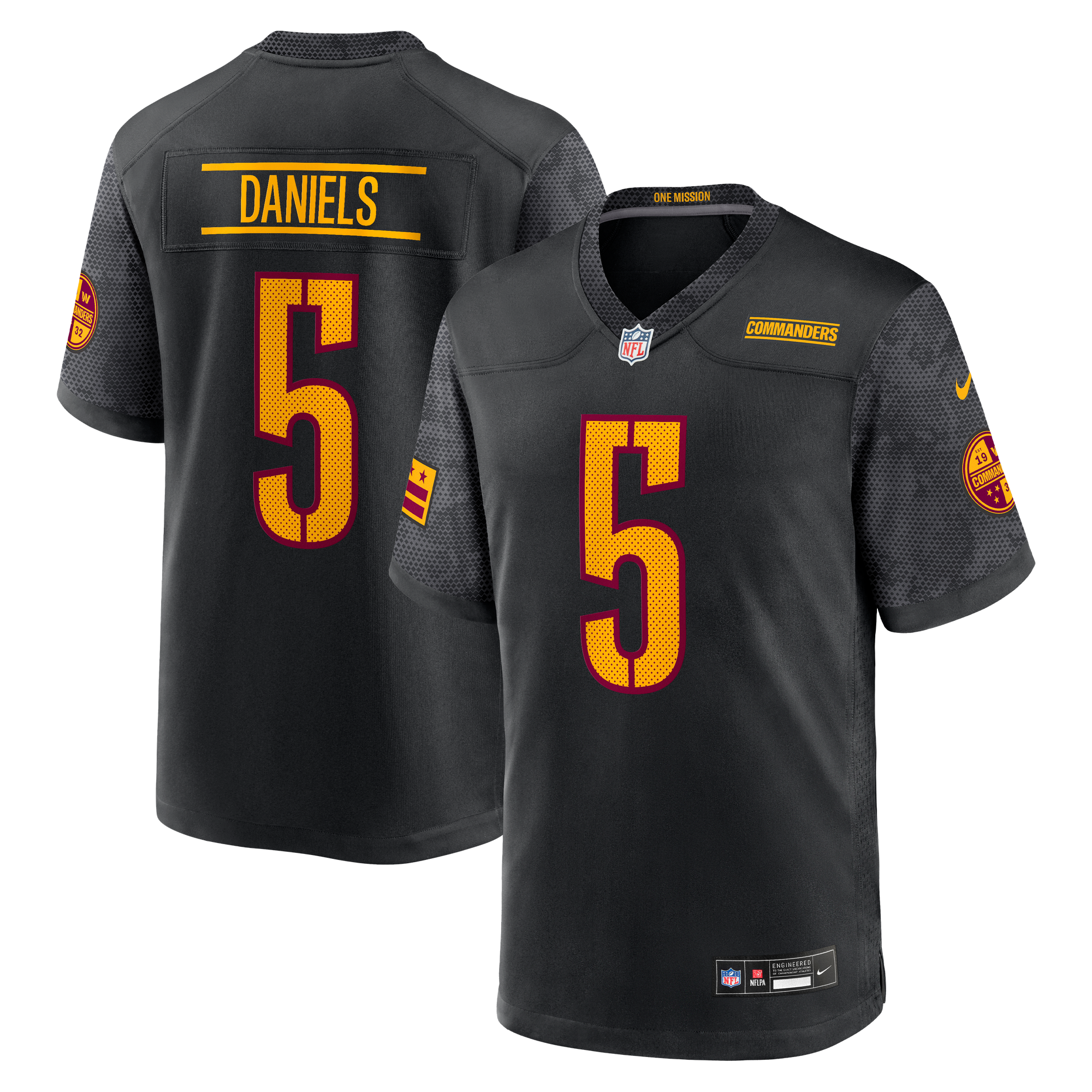 Jayden Daniels Washington Commanders Player Jersey Black NFL Football Fan Wear