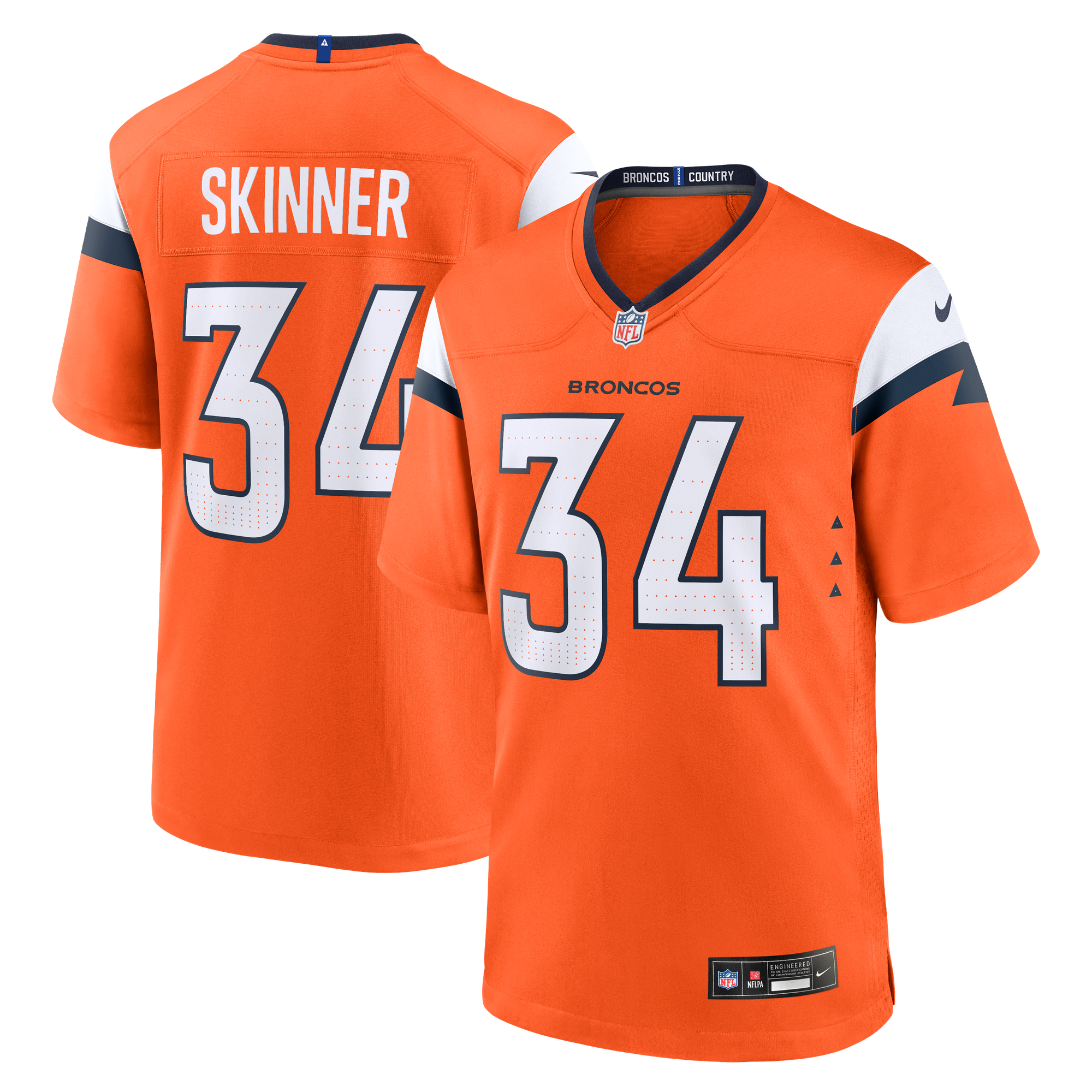 JL Skinner Denver Broncos Game Jersey Orange NFL Football Fan Wear