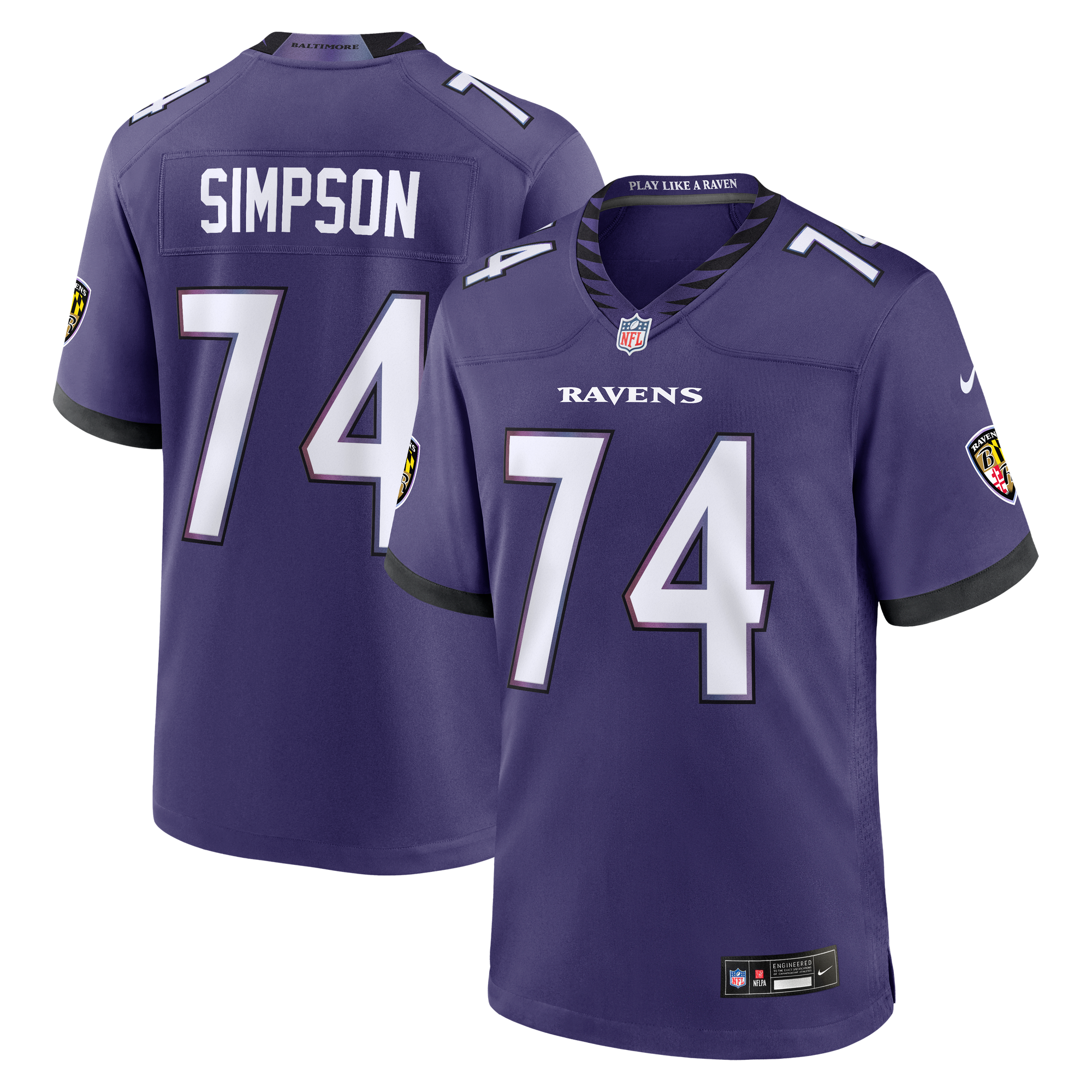 John Simpson Baltimore Ravens Game Jersey Purple NFL Football Fan Wear John Simpson