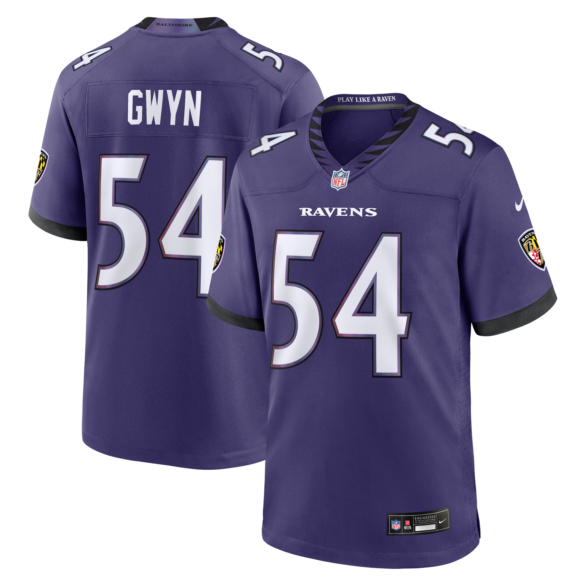 Jovaughn Gwyn Baltimore Ravens Game Jersey Purple NFL Football Fan Wear Jovaughn Gwyn