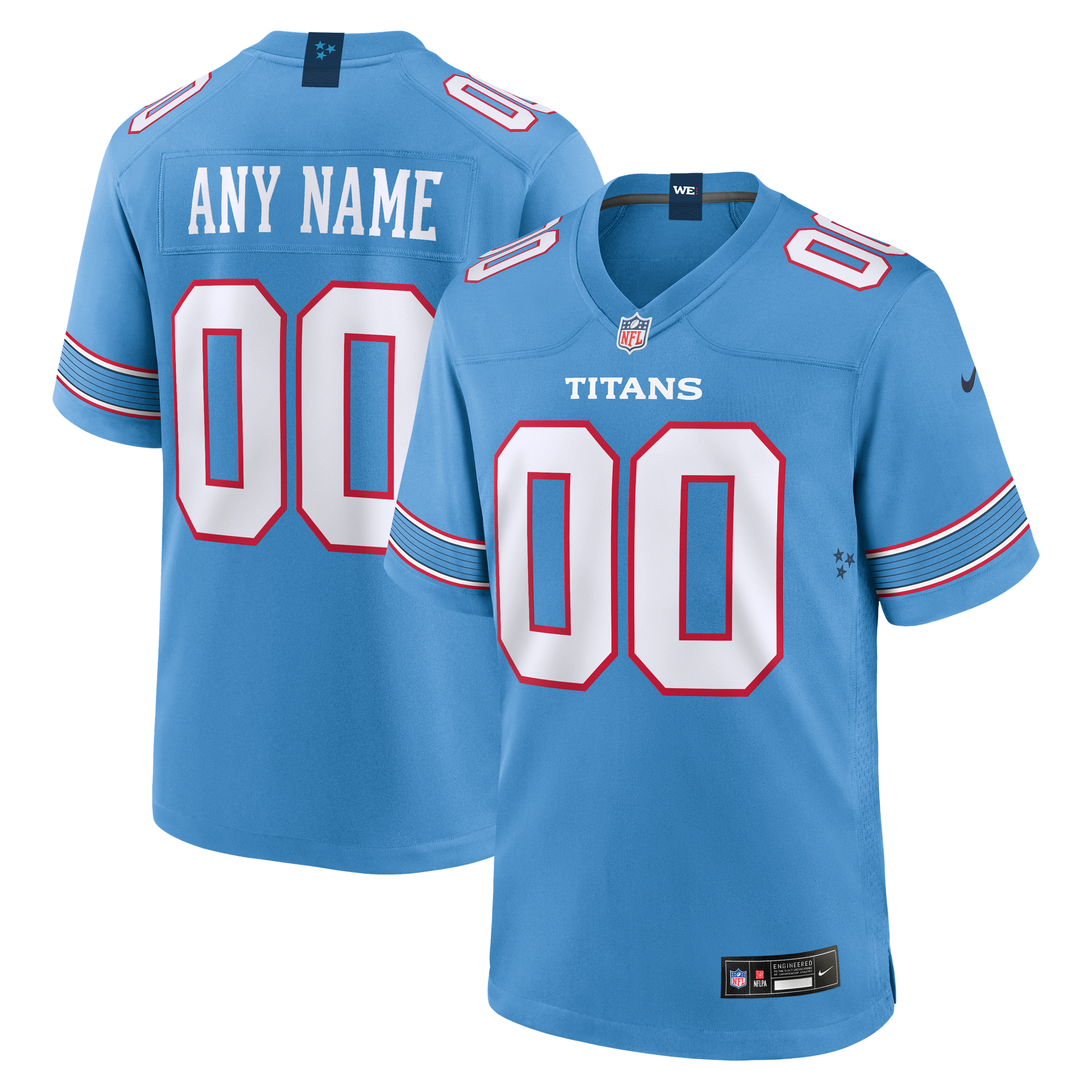 Tennessee Titans Custom Jersey Light Blue NFL Football Fan Wear Custom Number